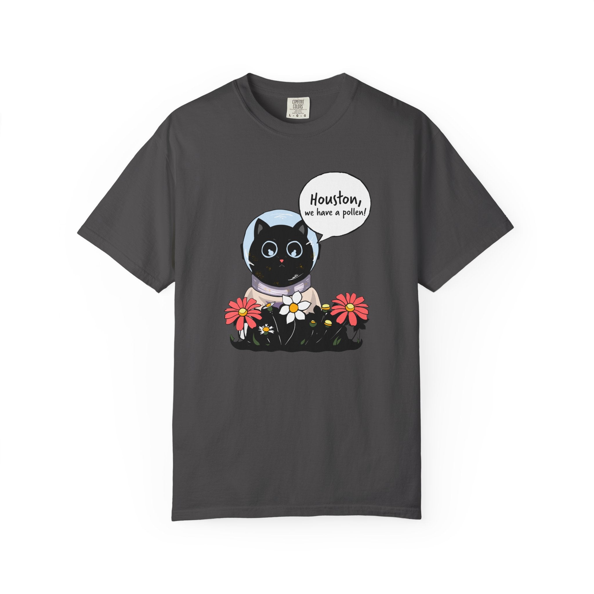 Houston We Have A Pollen Shirt - Funny Cat Astronaut Tee | Allergy Season Gift