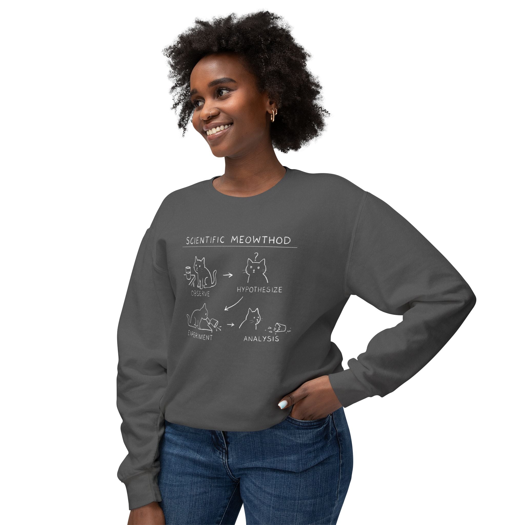 Scientific Meowthod Sweatshirt - Cute Cat Science Diagram Crewneck