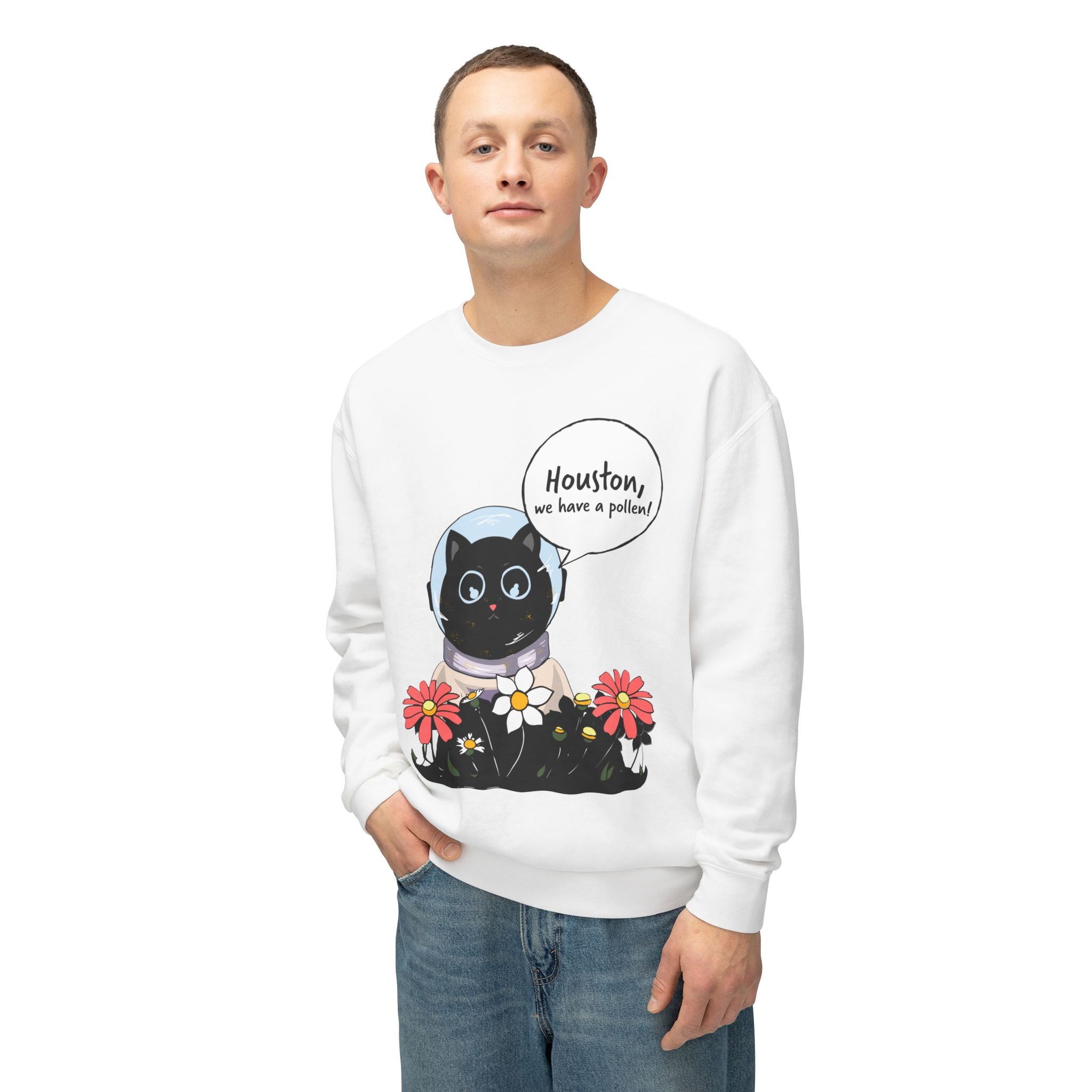 Houston We Have A Pollen Sweatshirt - Cat Astronaut