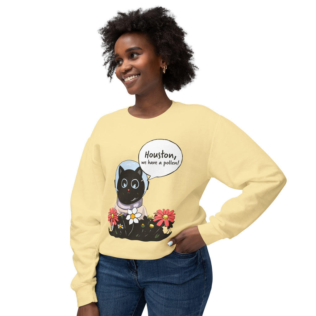 Houston We Have A Pollen Sweatshirt - Cat Astronaut