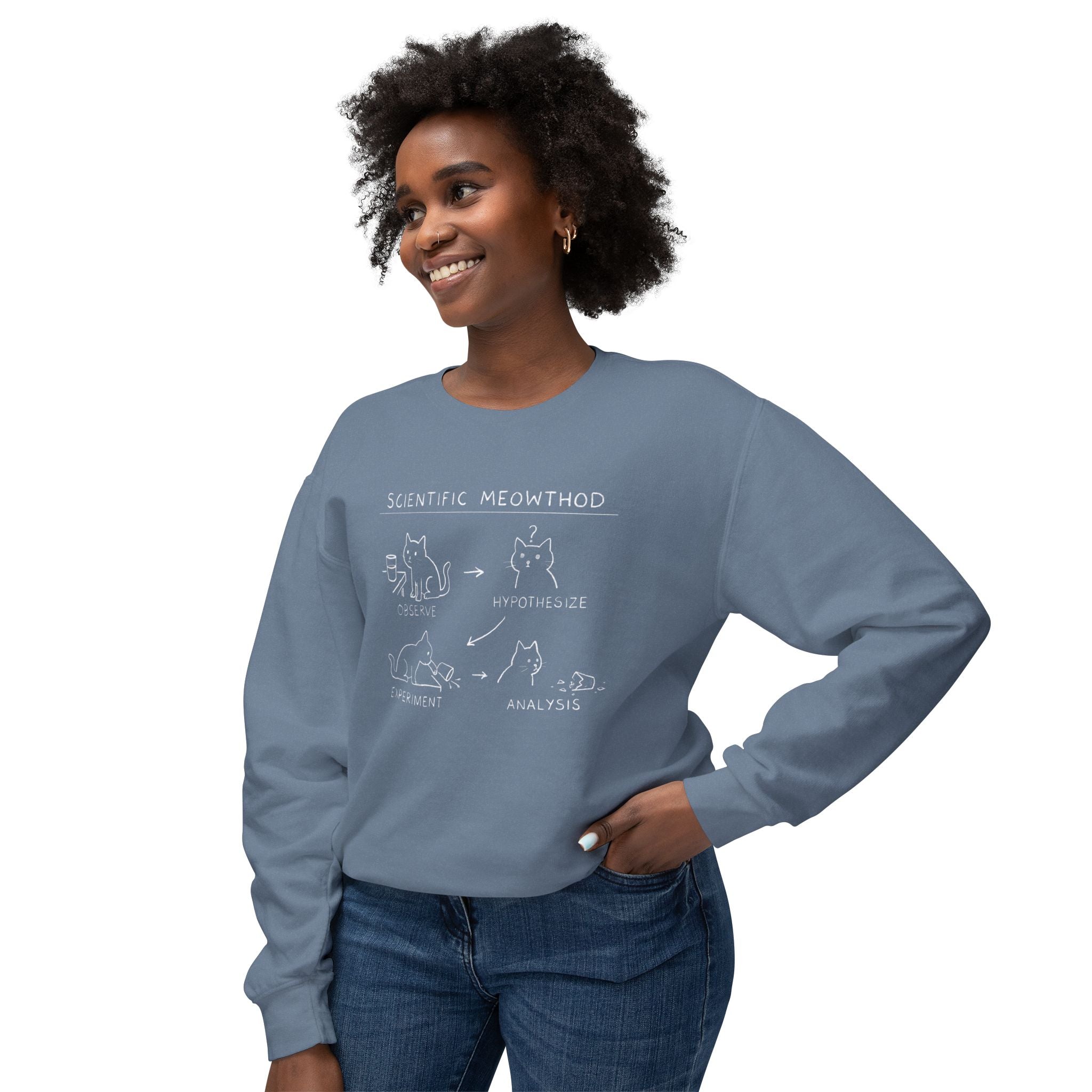 Scientific Meowthod Sweatshirt - Cute Cat Science Diagram Crewneck