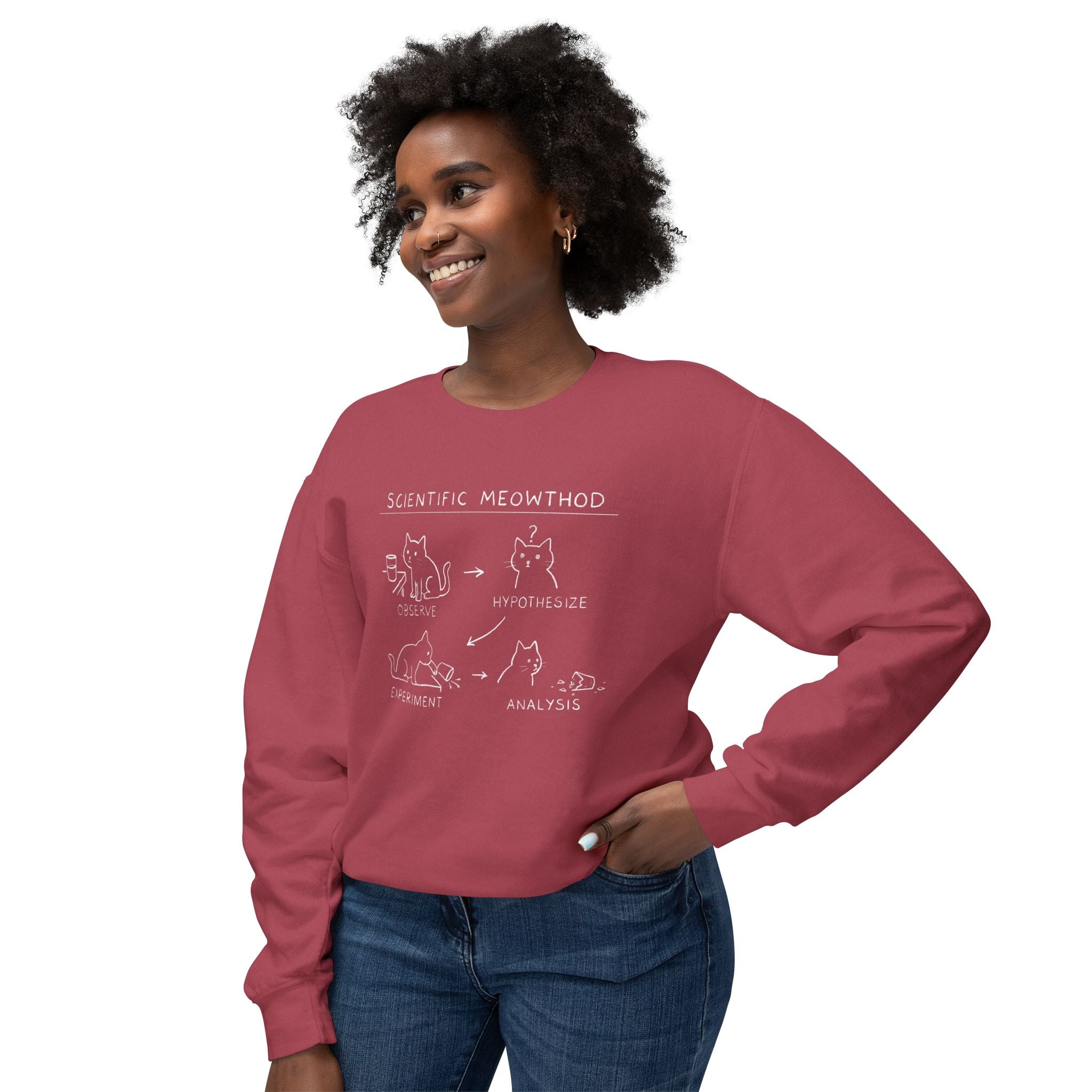 Scientific Meowthod Sweatshirt - Cute Cat Science Diagram Crewneck