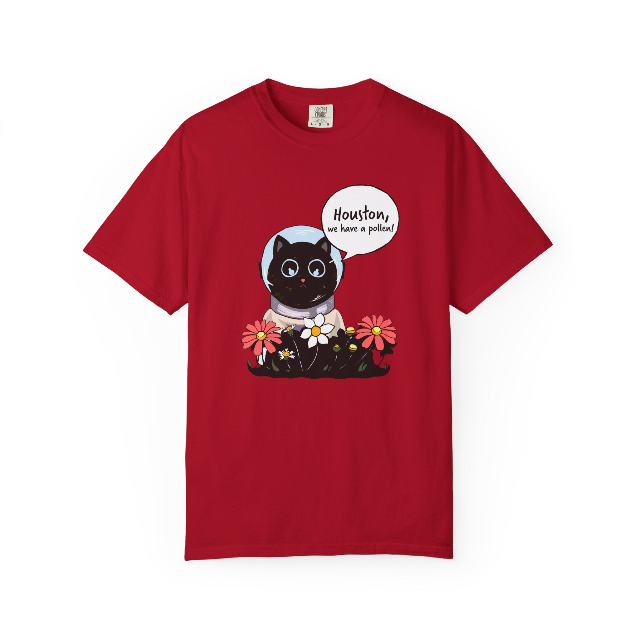 Houston We Have A Pollen Shirt - Funny Cat Astronaut Tee | Allergy Season Gift