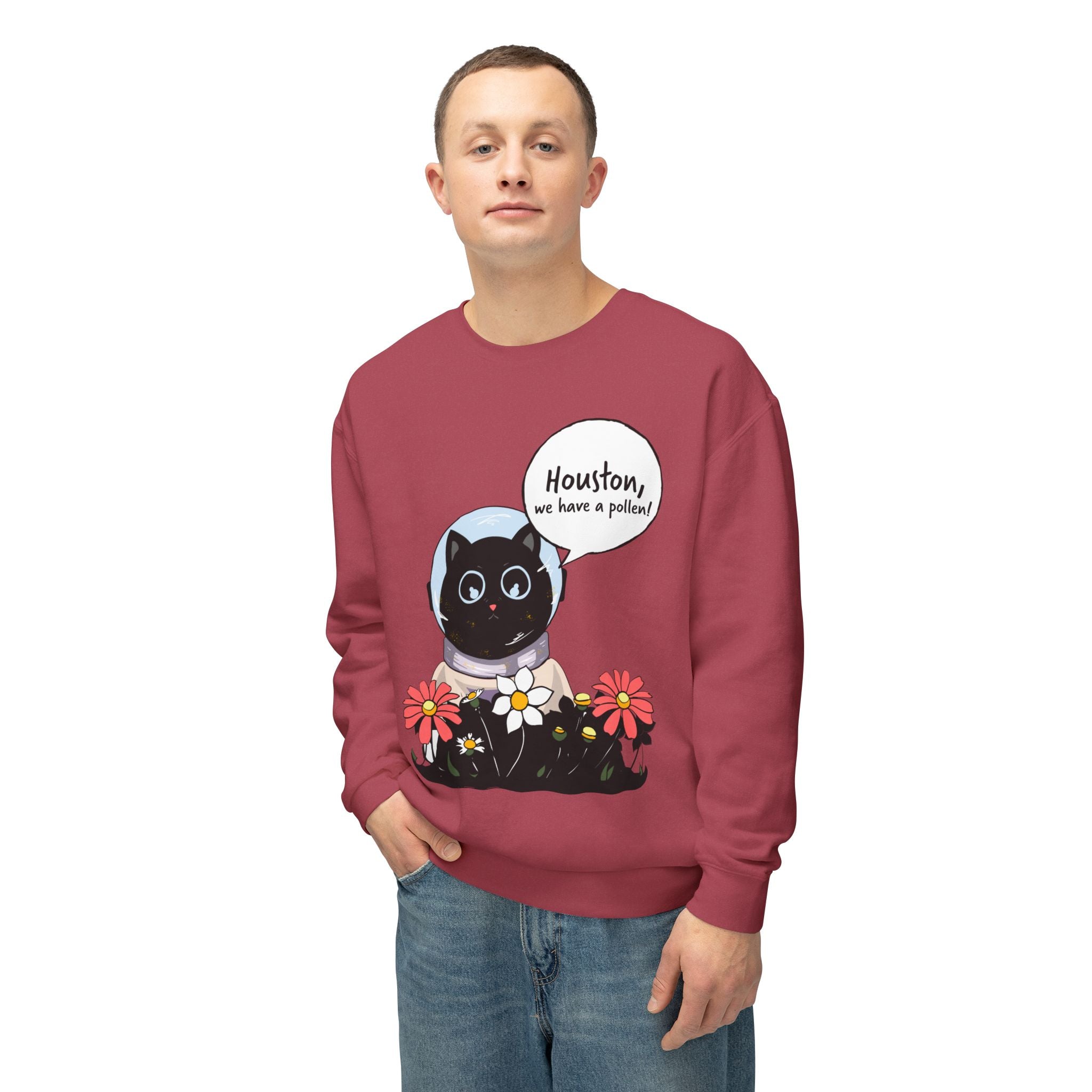 Houston We Have A Pollen Sweatshirt - Cat Astronaut