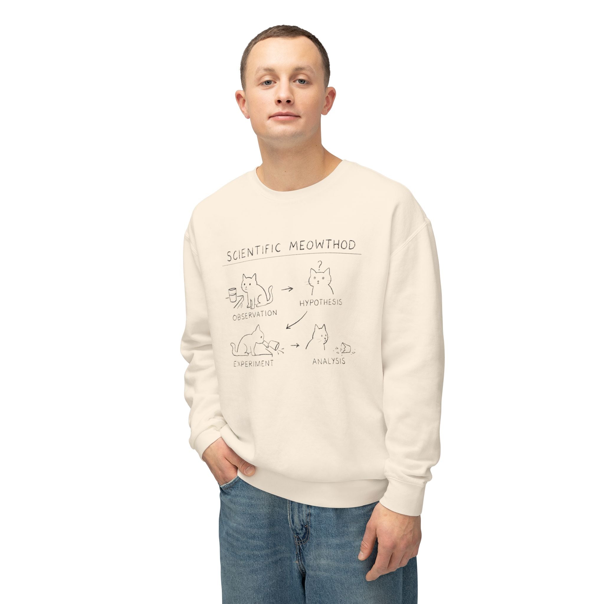 Scientific Meowthod Sweatshirt - Cute Cat Science Diagram Crewneck