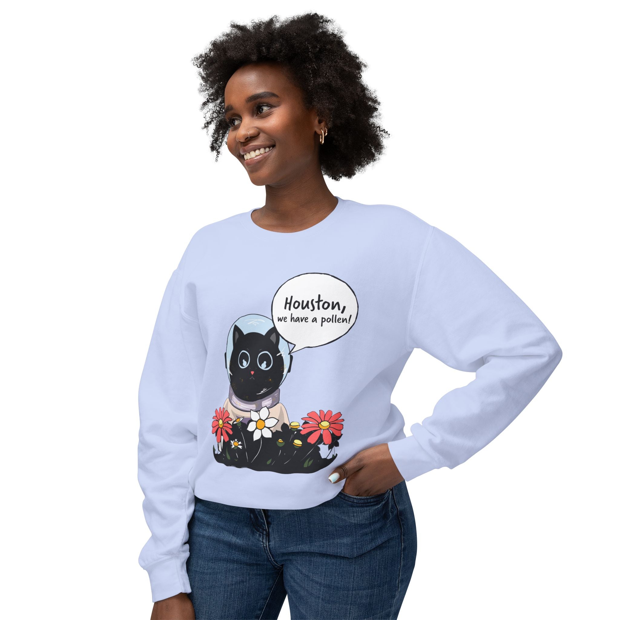 Houston We Have A Pollen Sweatshirt - Cat Astronaut