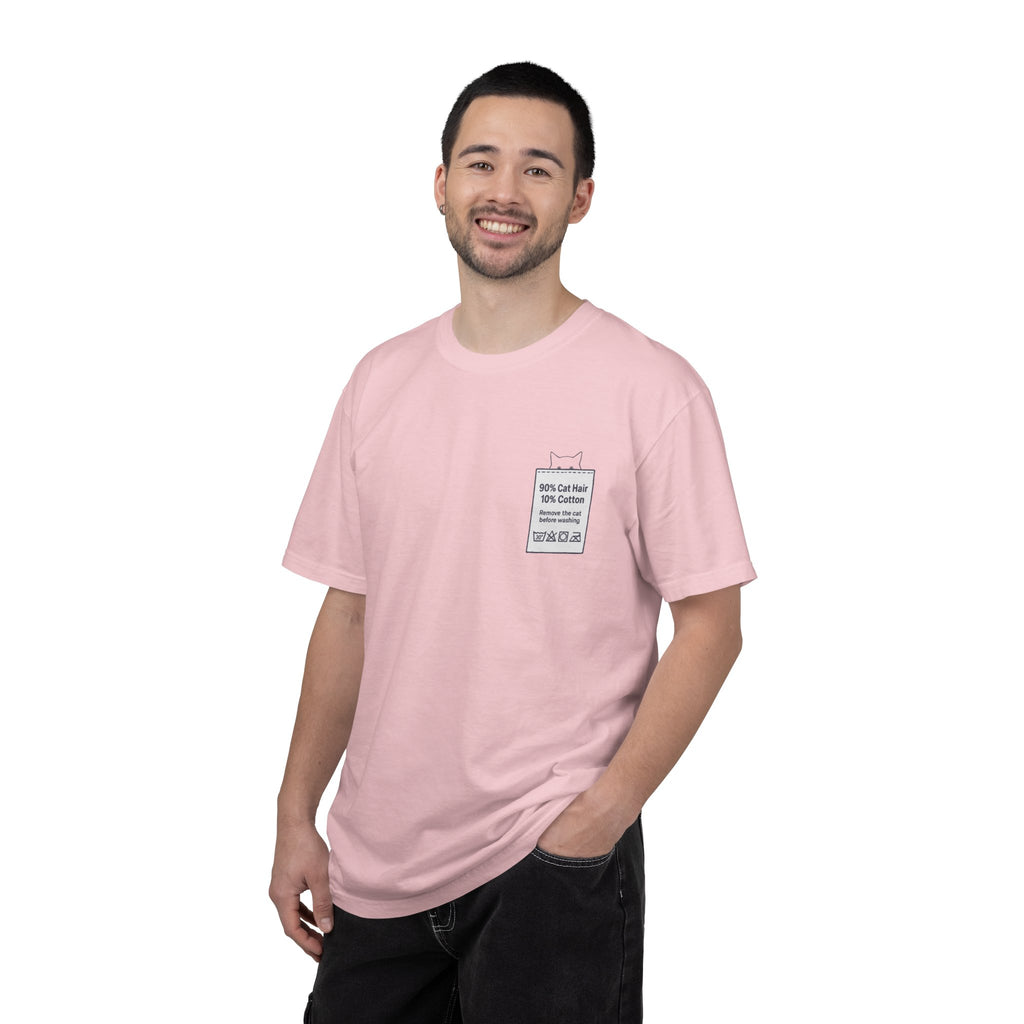 90% Cat Hair 10% Cotton - Remove The Cat Before Washing Tee with Care Label Pocket Print