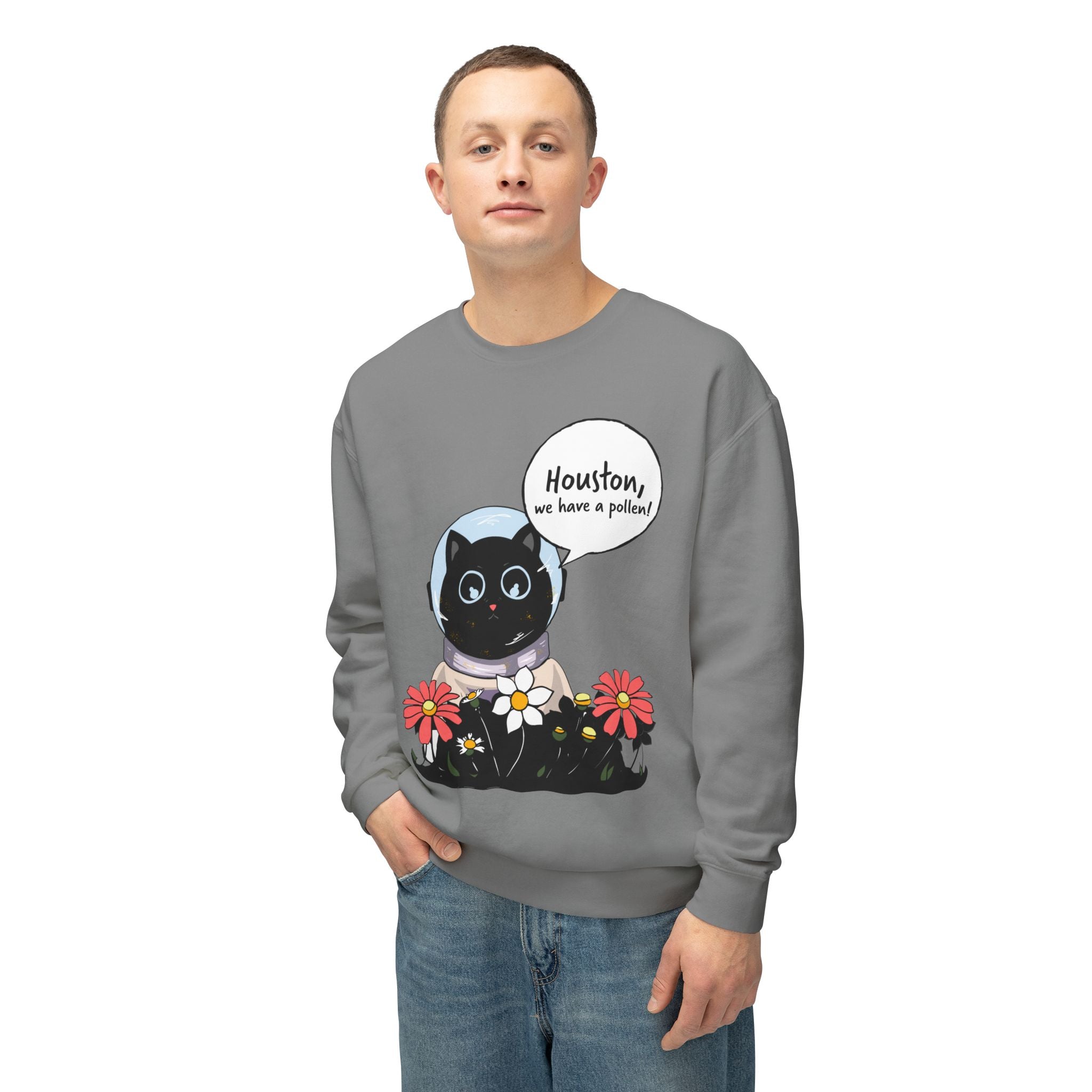 Houston We Have A Pollen Sweatshirt - Cat Astronaut