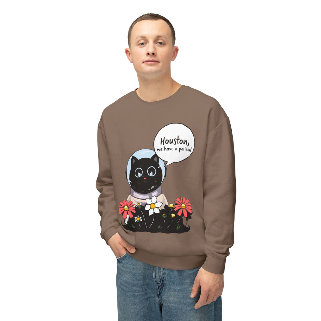 Houston We Have A Pollen Sweatshirt - Cat Astronaut