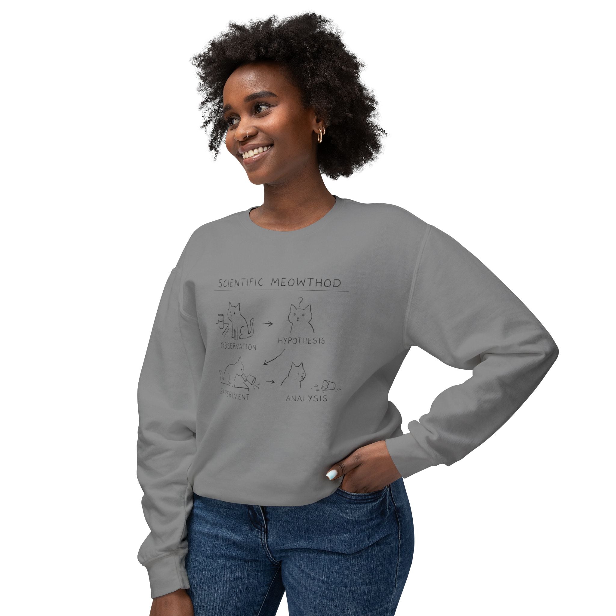 Scientific Meowthod Sweatshirt - Cute Cat Science Diagram Crewneck