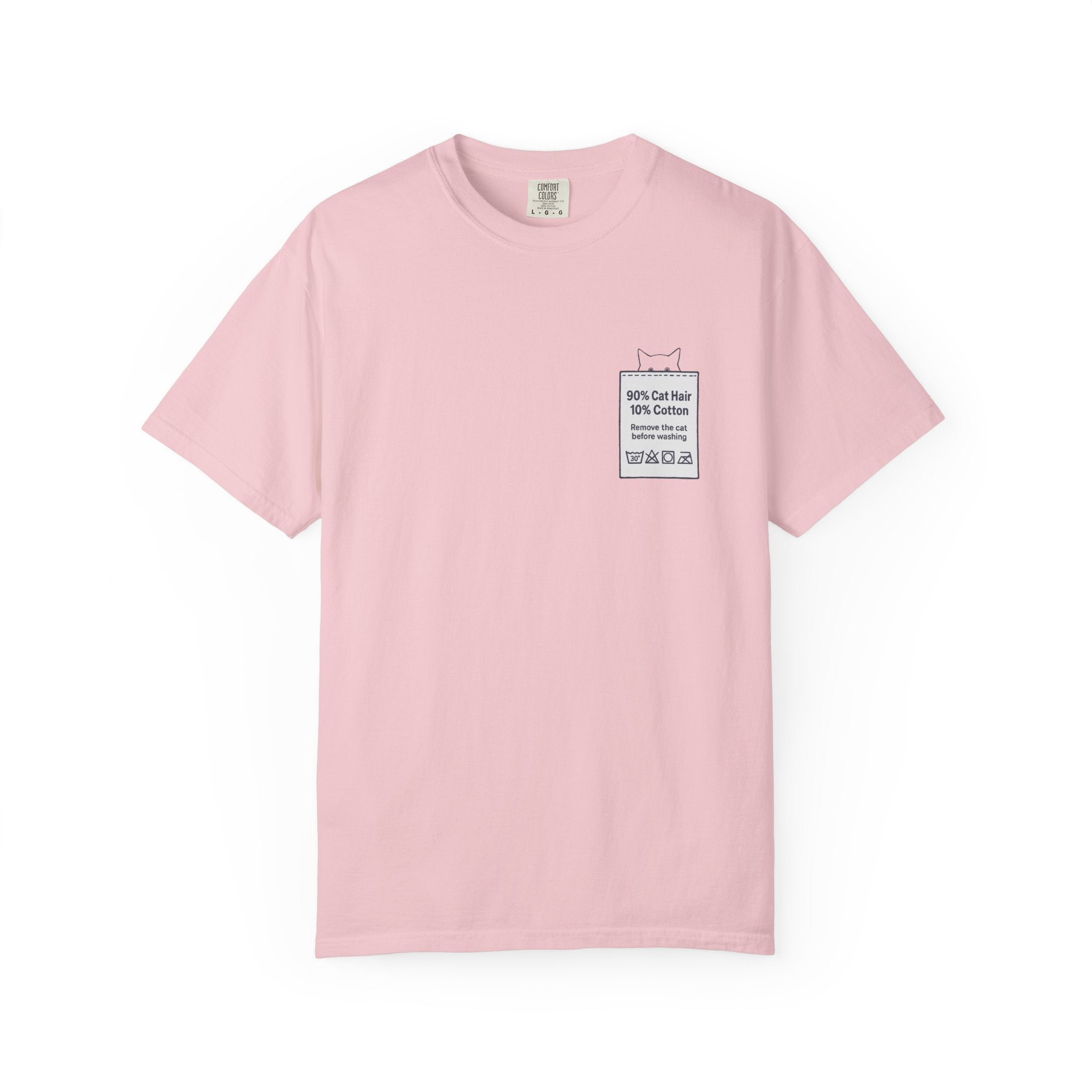 90% Cat Hair 10% Cotton - Remove The Cat Before Washing Tee with Care Label Pocket Print