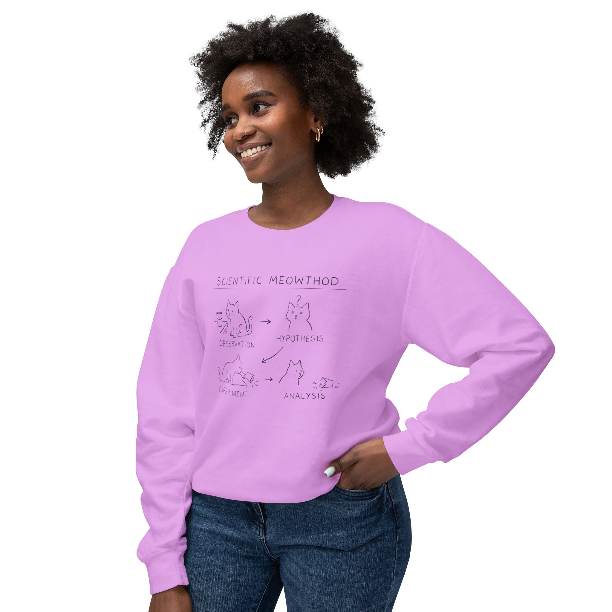 Scientific Meowthod Sweatshirt - Cute Cat Science Diagram Crewneck