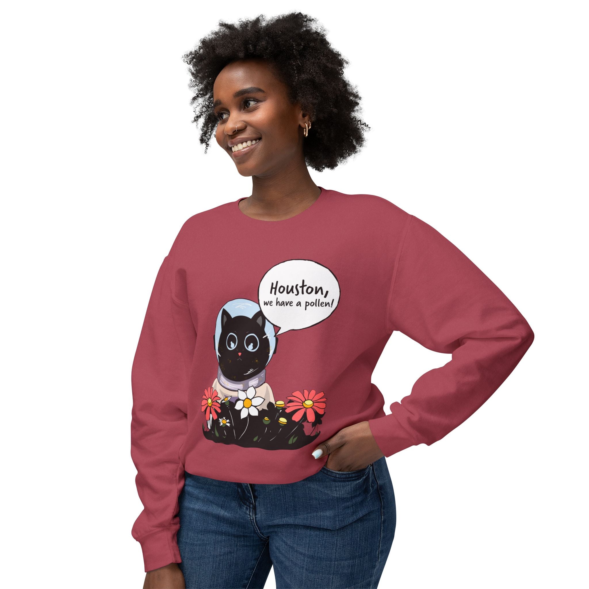 Houston We Have A Pollen Sweatshirt - Cat Astronaut