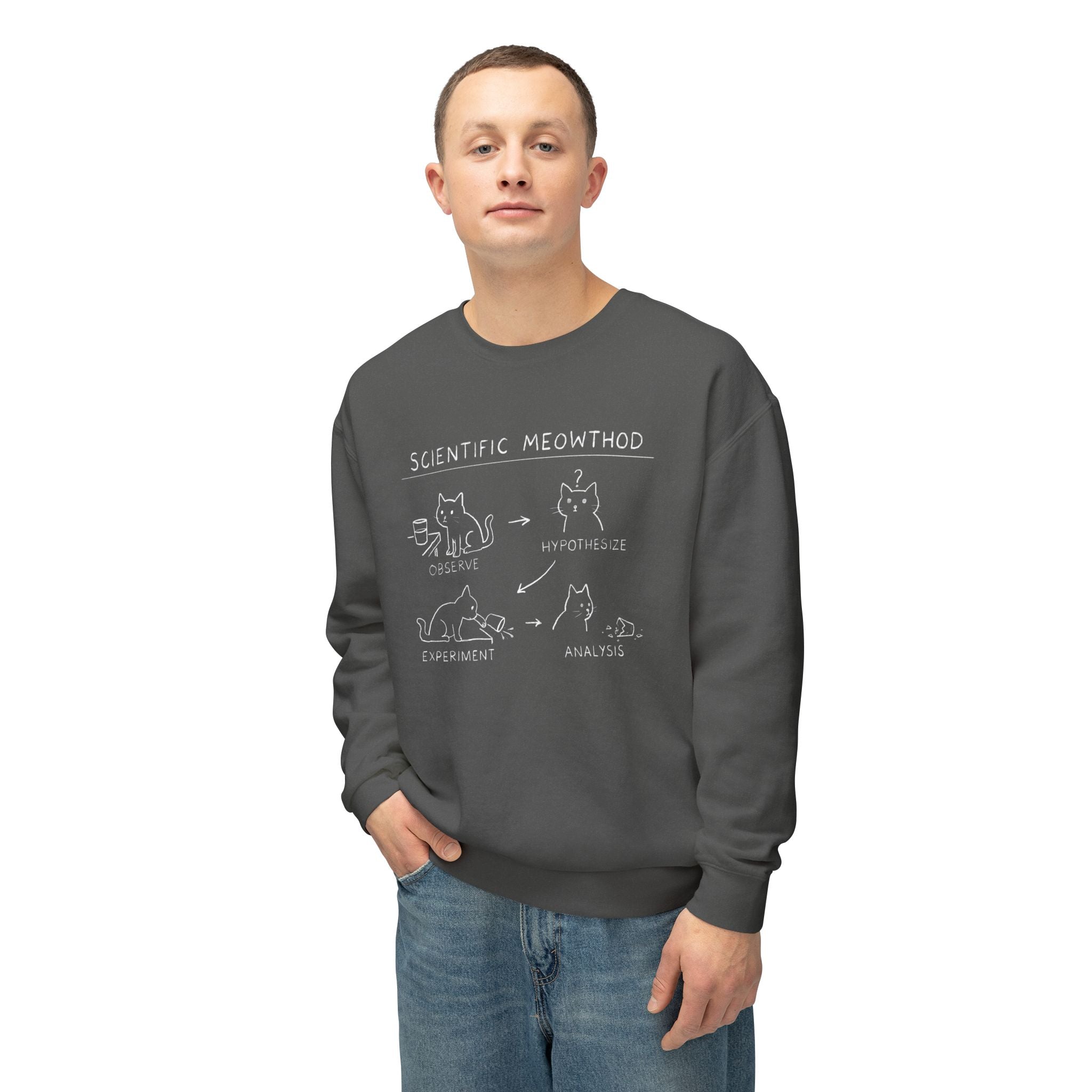 Scientific Meowthod Sweatshirt - Cute Cat Science Diagram Crewneck