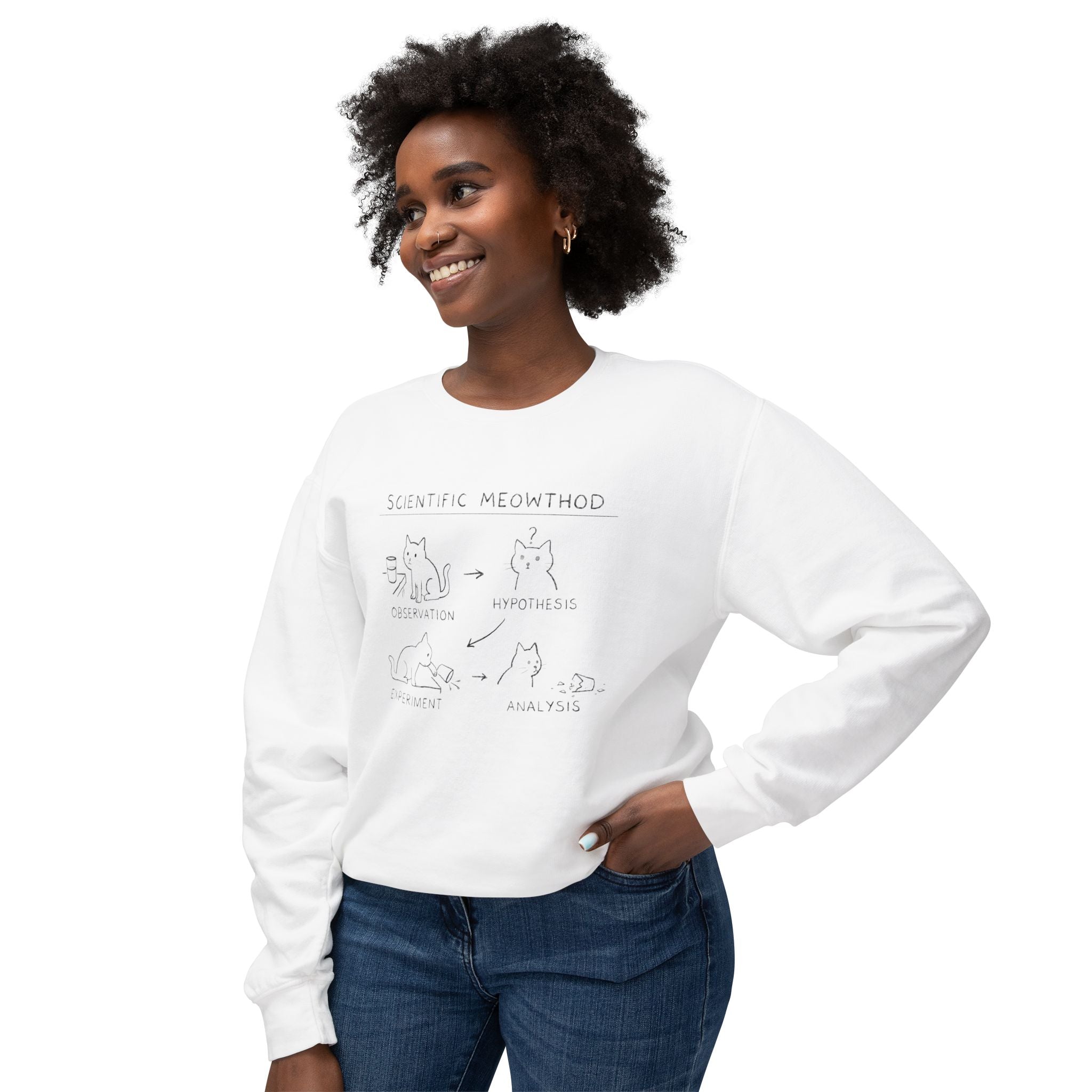Scientific Meowthod Sweatshirt - Cute Cat Science Diagram Crewneck