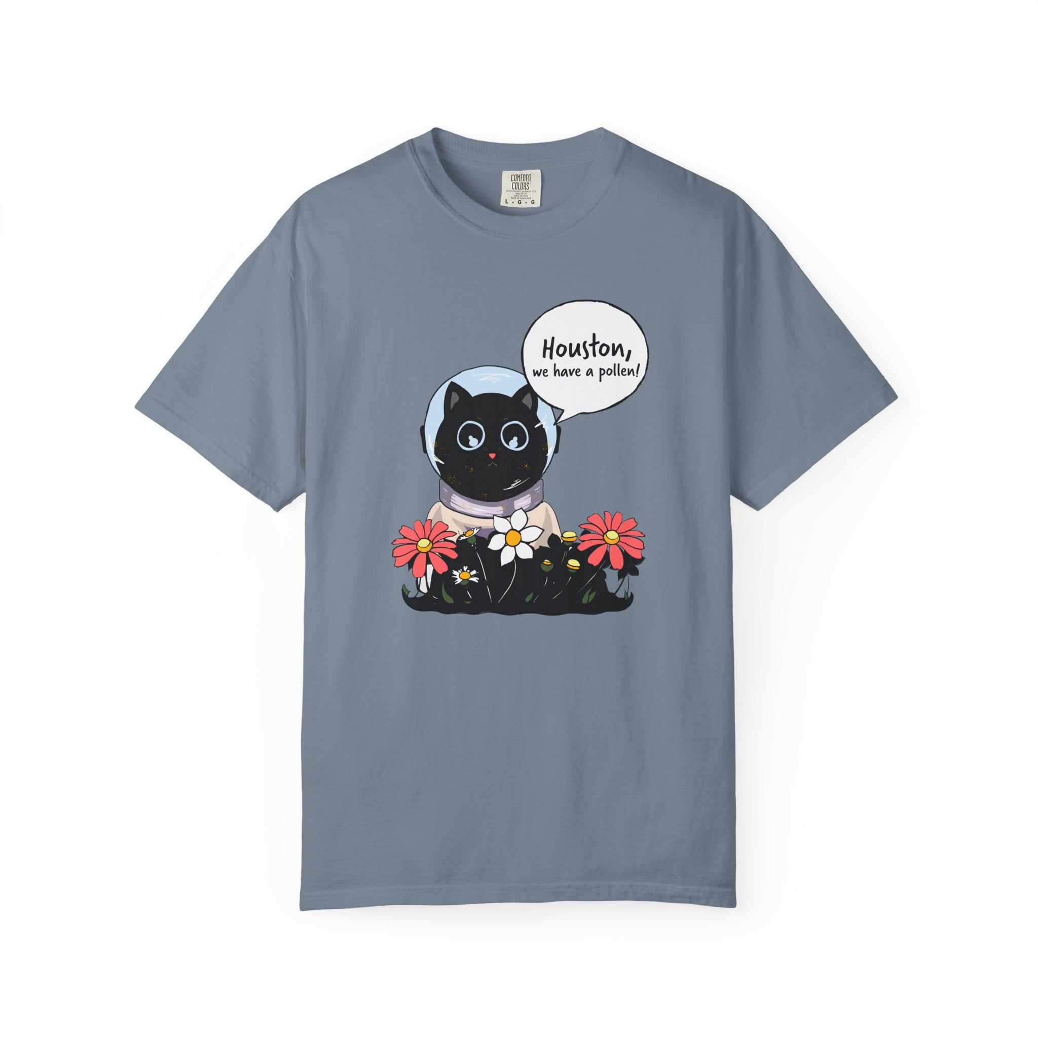Houston We Have A Pollen Shirt - Funny Cat Astronaut Tee | Allergy Season Gift