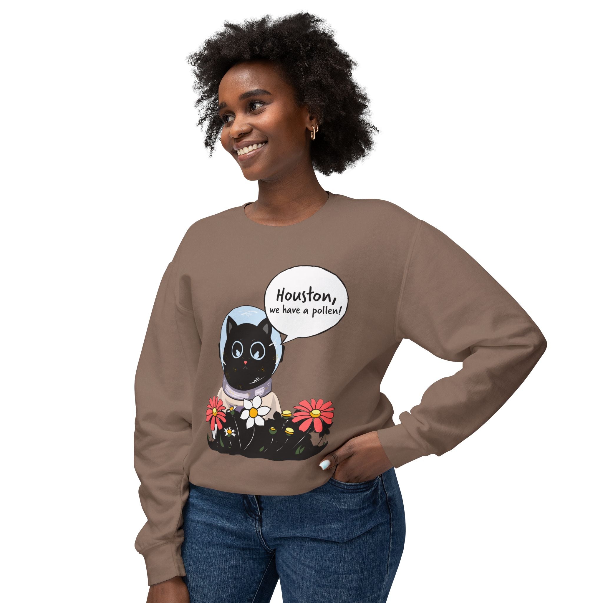 Houston We Have A Pollen Sweatshirt - Cat Astronaut