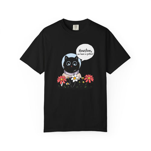 Houston We Have A Pollen Shirt - Funny Cat Astronaut Tee | Allergy Season Gift