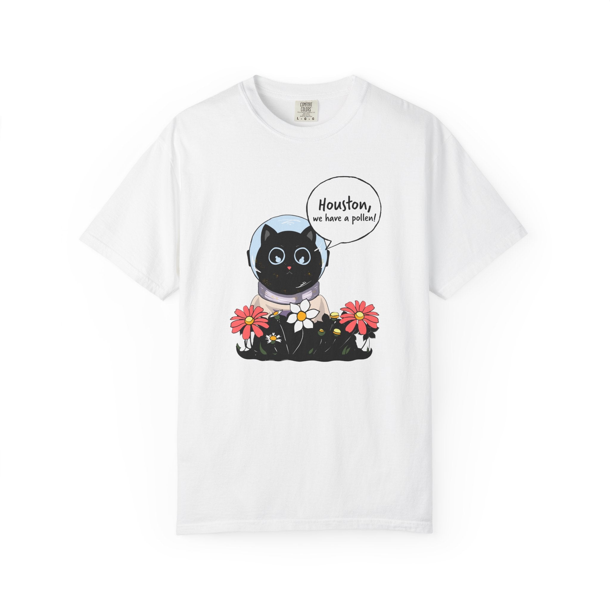 Houston We Have A Pollen Shirt - Funny Cat Astronaut Tee | Allergy Season Gift