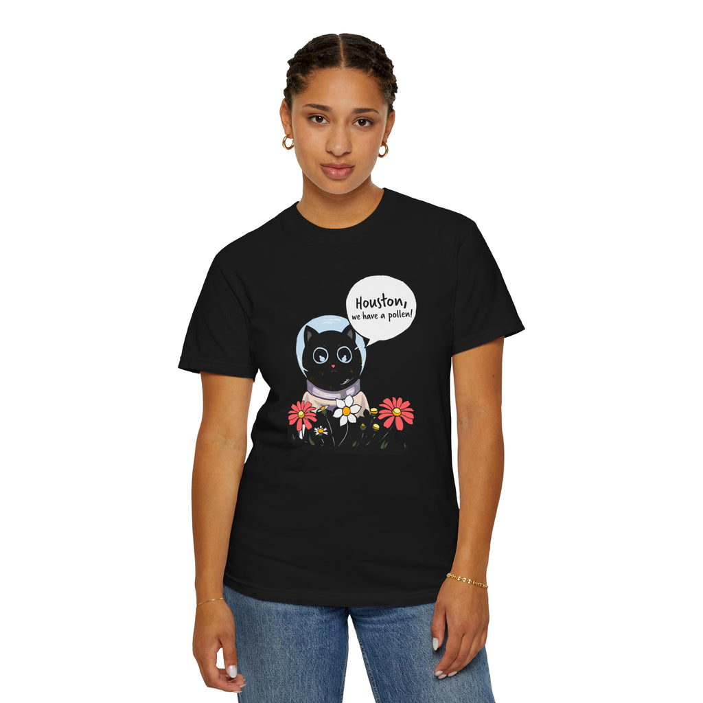 Houston We Have A Pollen Shirt - Funny Cat Astronaut Tee | Allergy Season Gift