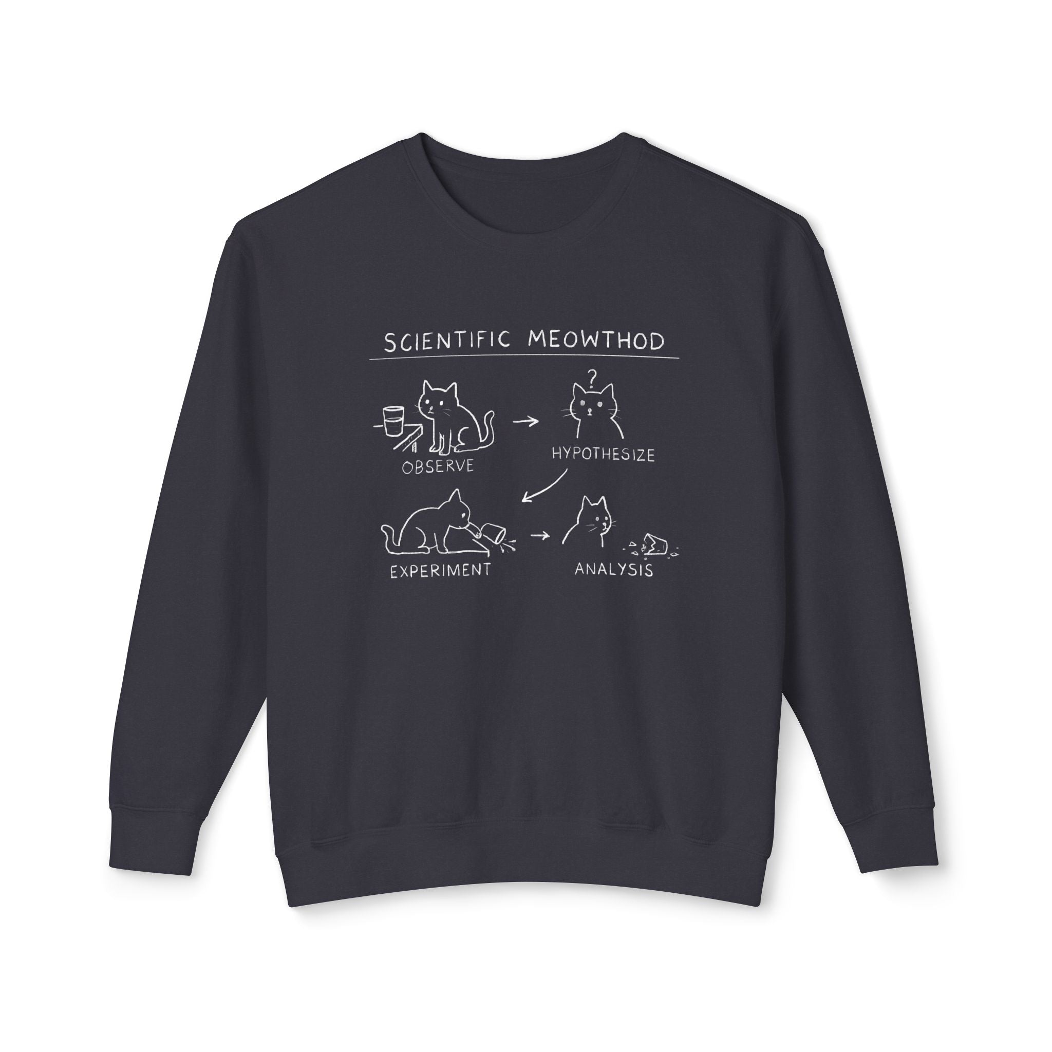 Scientific Meowthod Sweatshirt - Cute Cat Science Diagram Crewneck