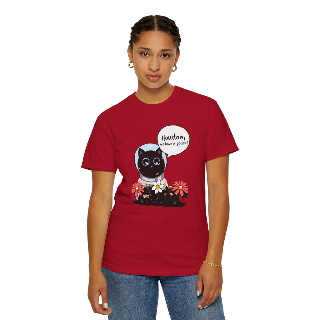 Houston We Have A Pollen Shirt - Funny Cat Astronaut Tee | Allergy Season Gift