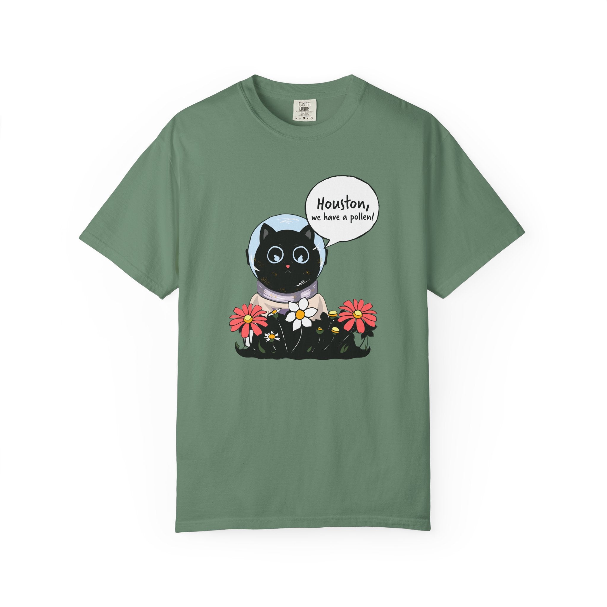 Houston We Have A Pollen Shirt - Funny Cat Astronaut Tee | Allergy Season Gift