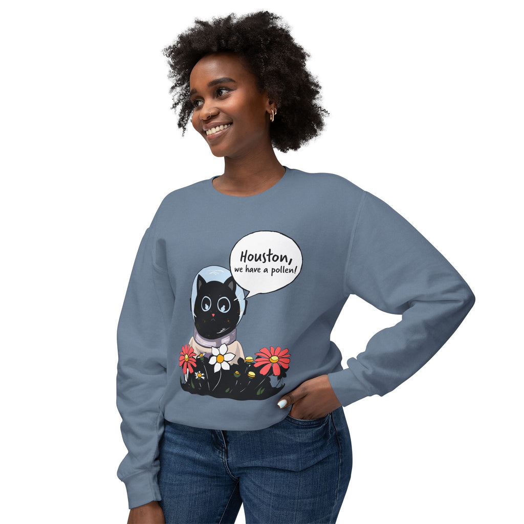 Houston We Have A Pollen Sweatshirt - Cat Astronaut