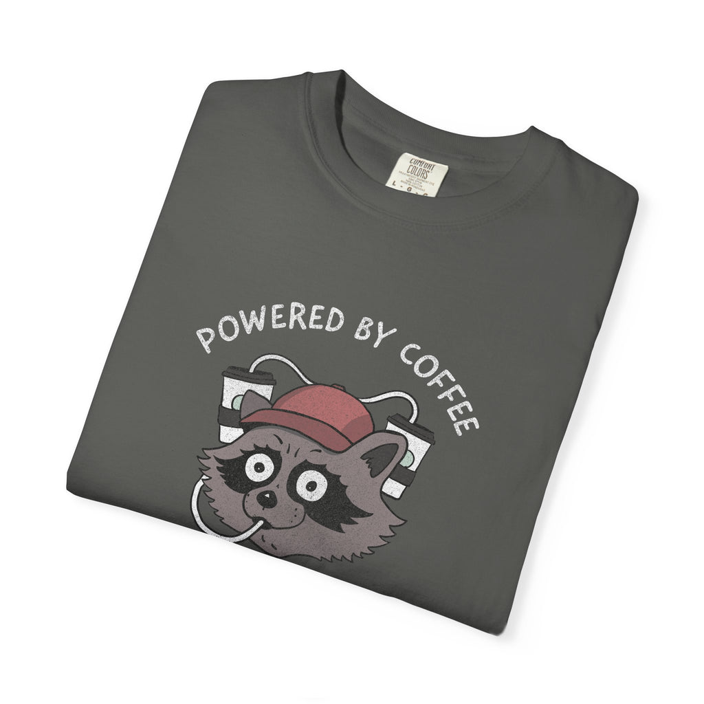 Powered By Coffee And Questionable Life Choices Shirt - Funny Raccoon Tee