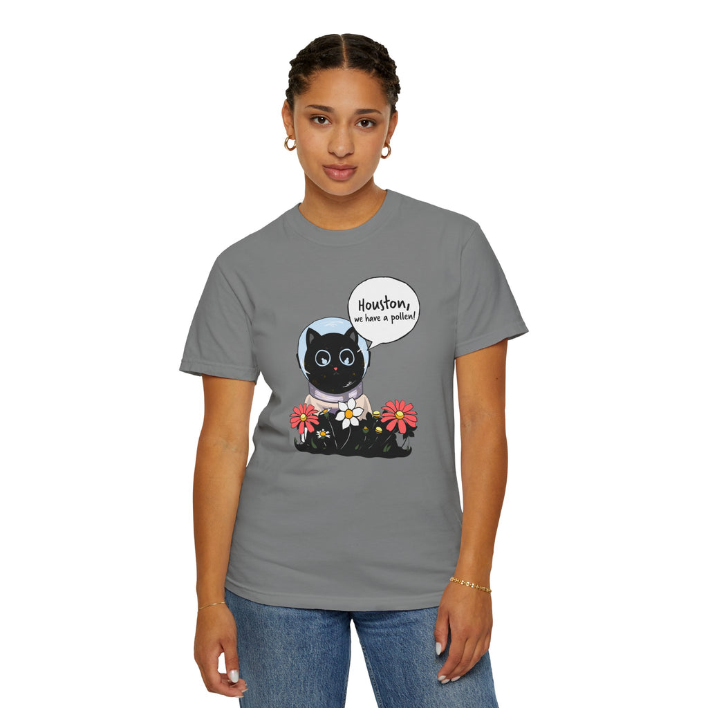 Houston We Have A Pollen Shirt - Funny Cat Astronaut Tee | Allergy Season Gift