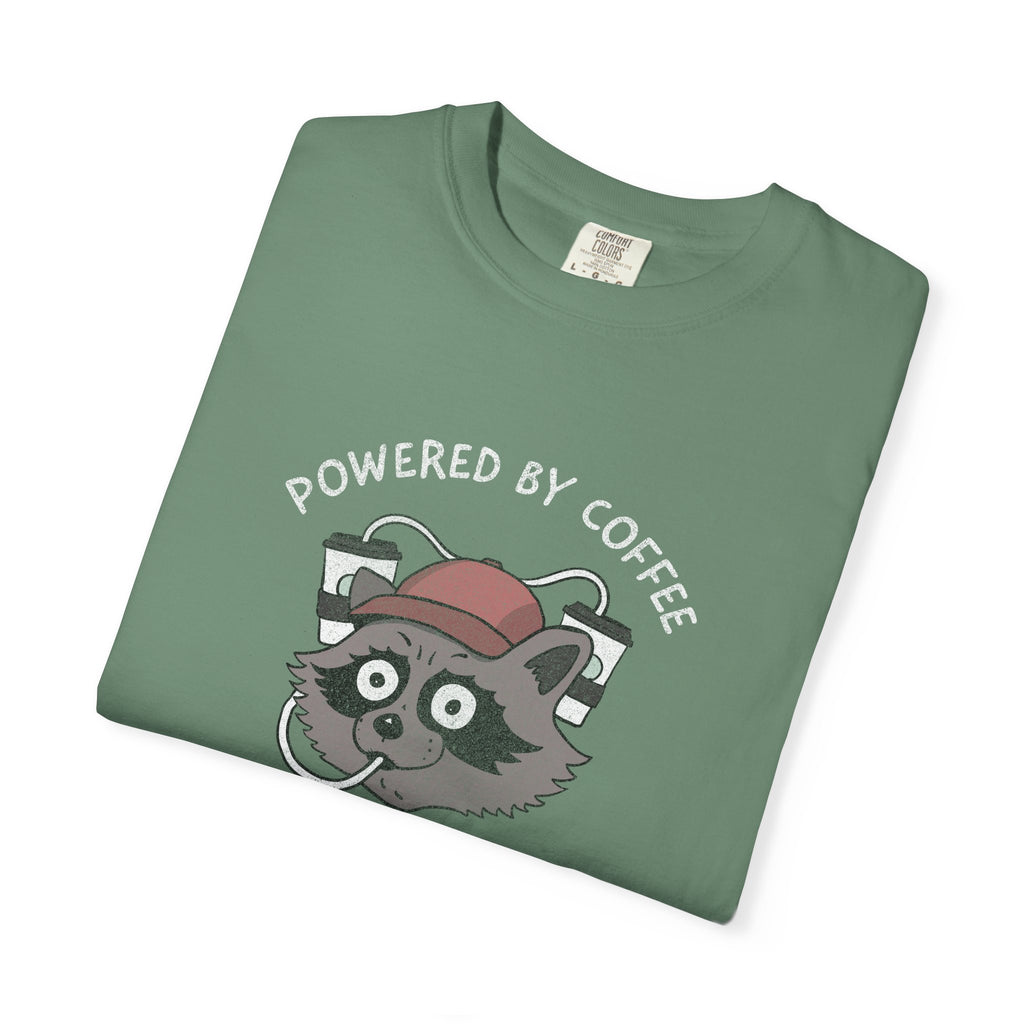 Powered By Coffee And Questionable Life Choices Shirt - Funny Raccoon Tee
