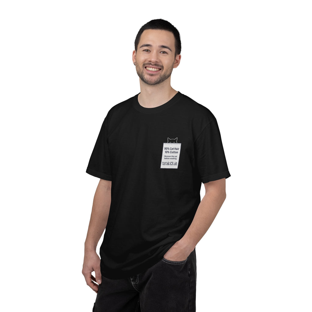 90% Cat Hair 10% Cotton - Remove The Cat Before Washing Tee with Care Label Pocket Print