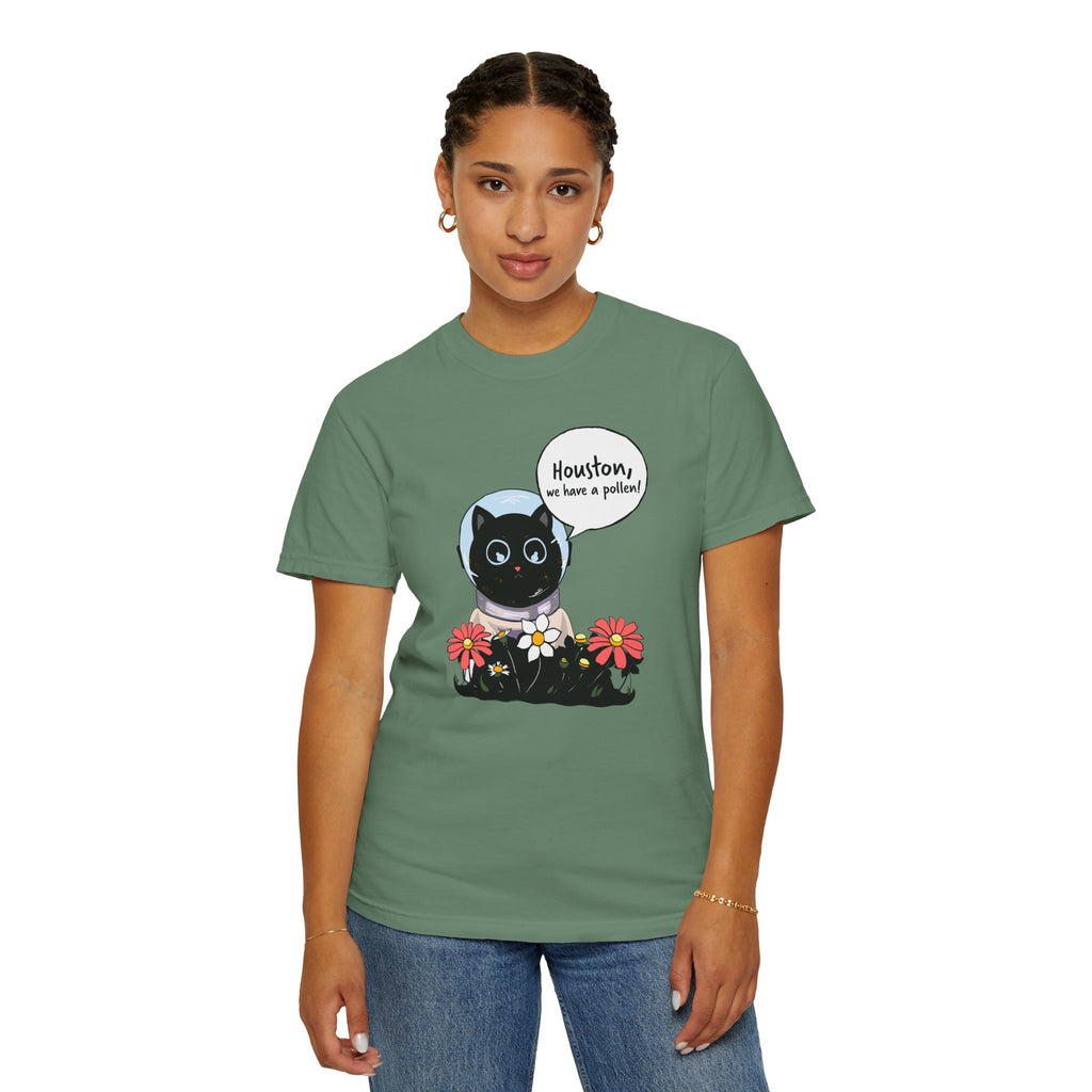 Houston We Have A Pollen Shirt - Funny Cat Astronaut Tee | Allergy Season Gift
