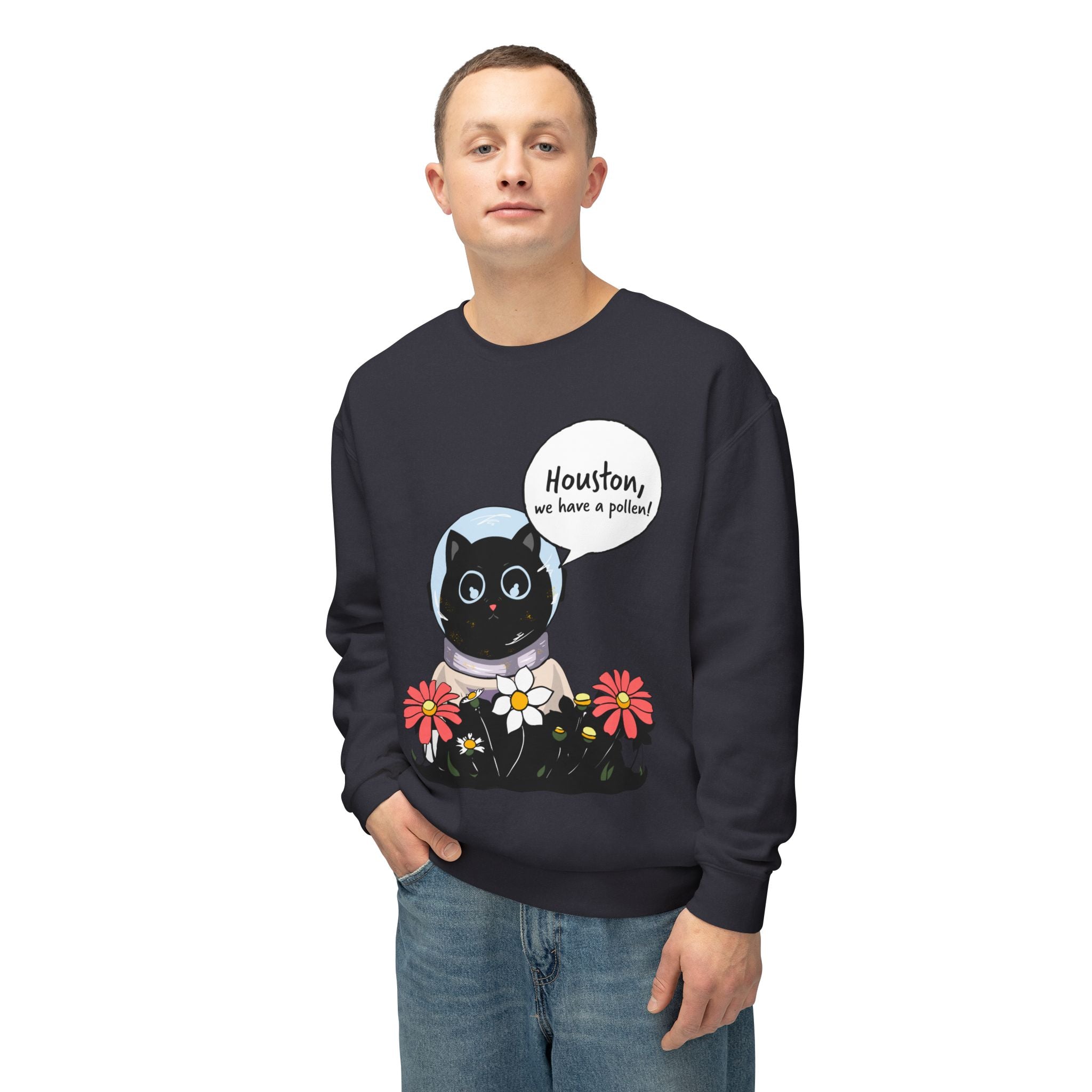 Houston We Have A Pollen Sweatshirt - Cat Astronaut