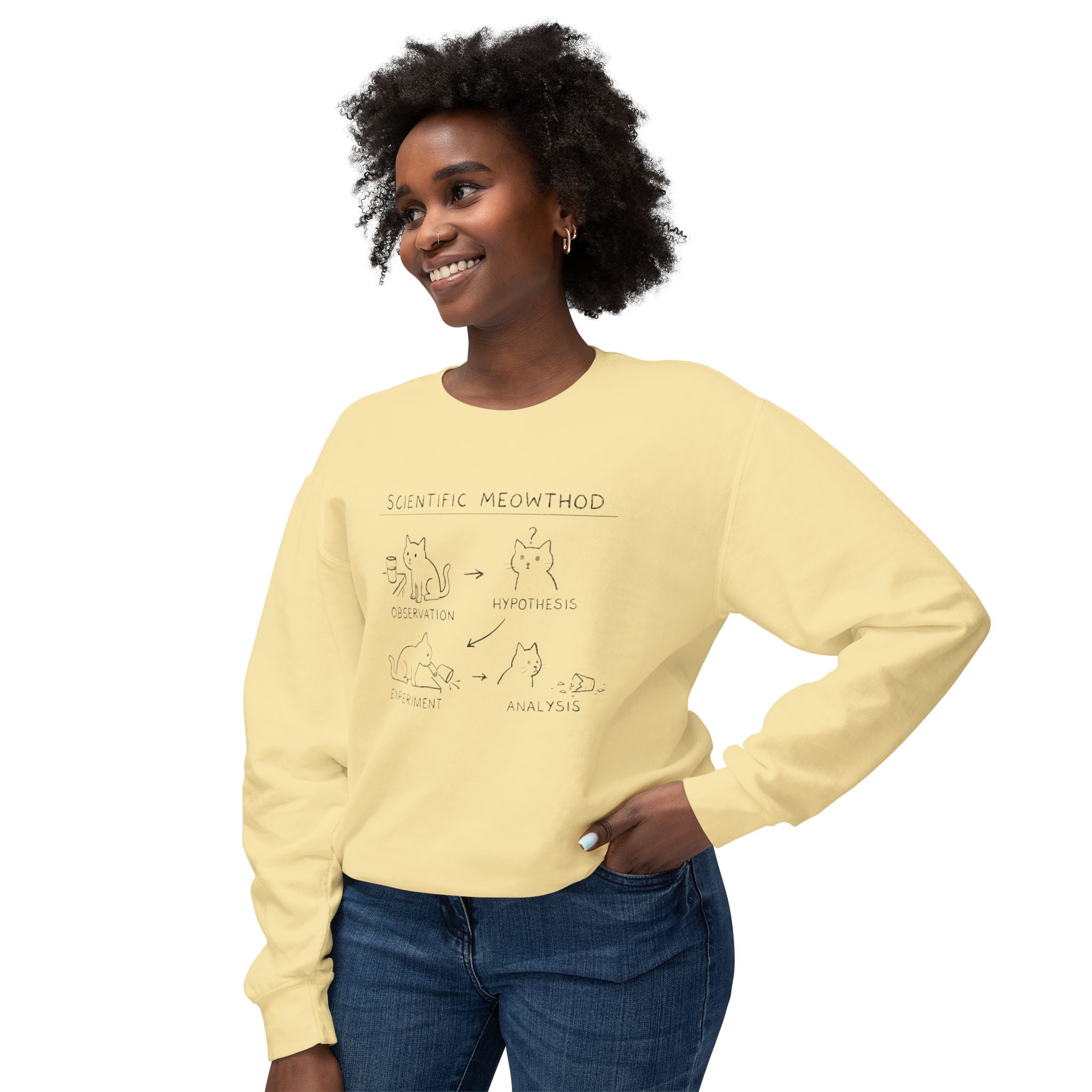 Scientific Meowthod Sweatshirt - Cute Cat Science Diagram Crewneck