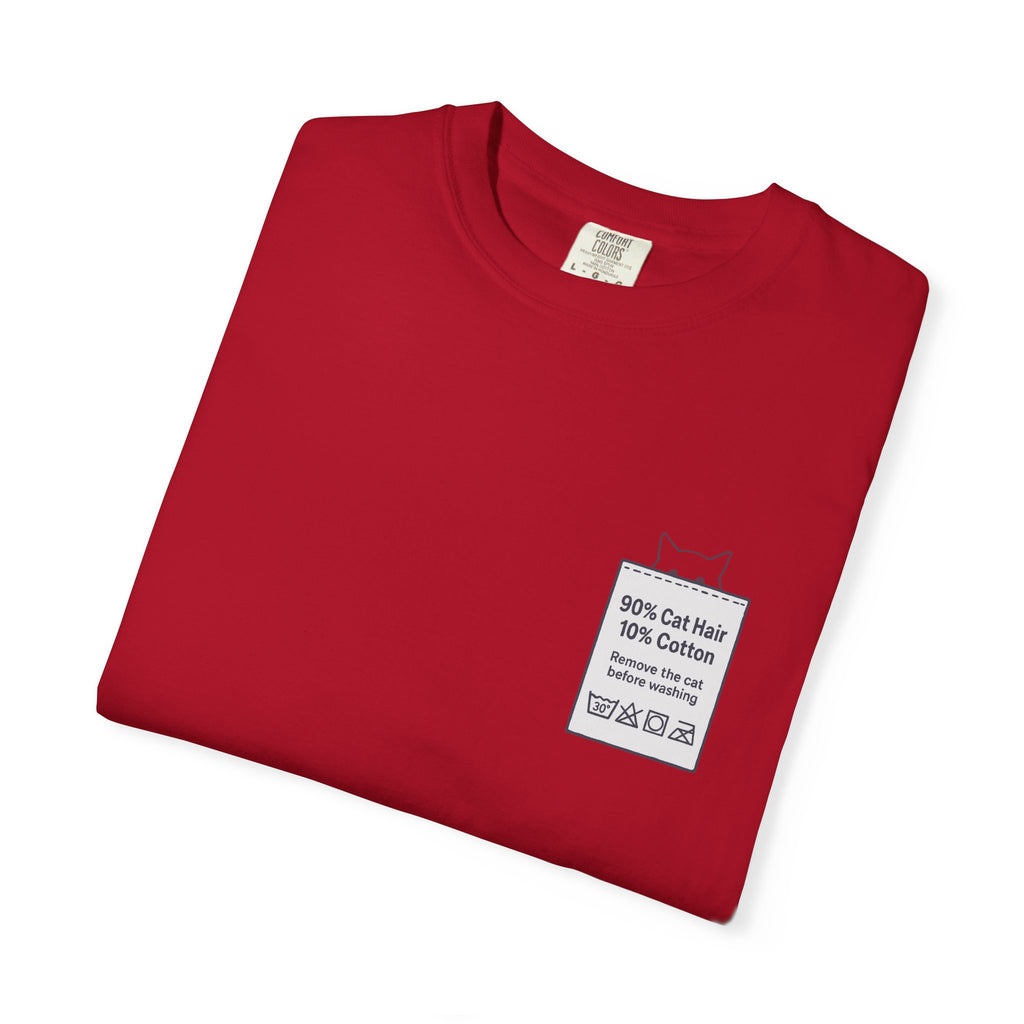90% Cat Hair 10% Cotton - Remove The Cat Before Washing Tee with Care Label Pocket Print