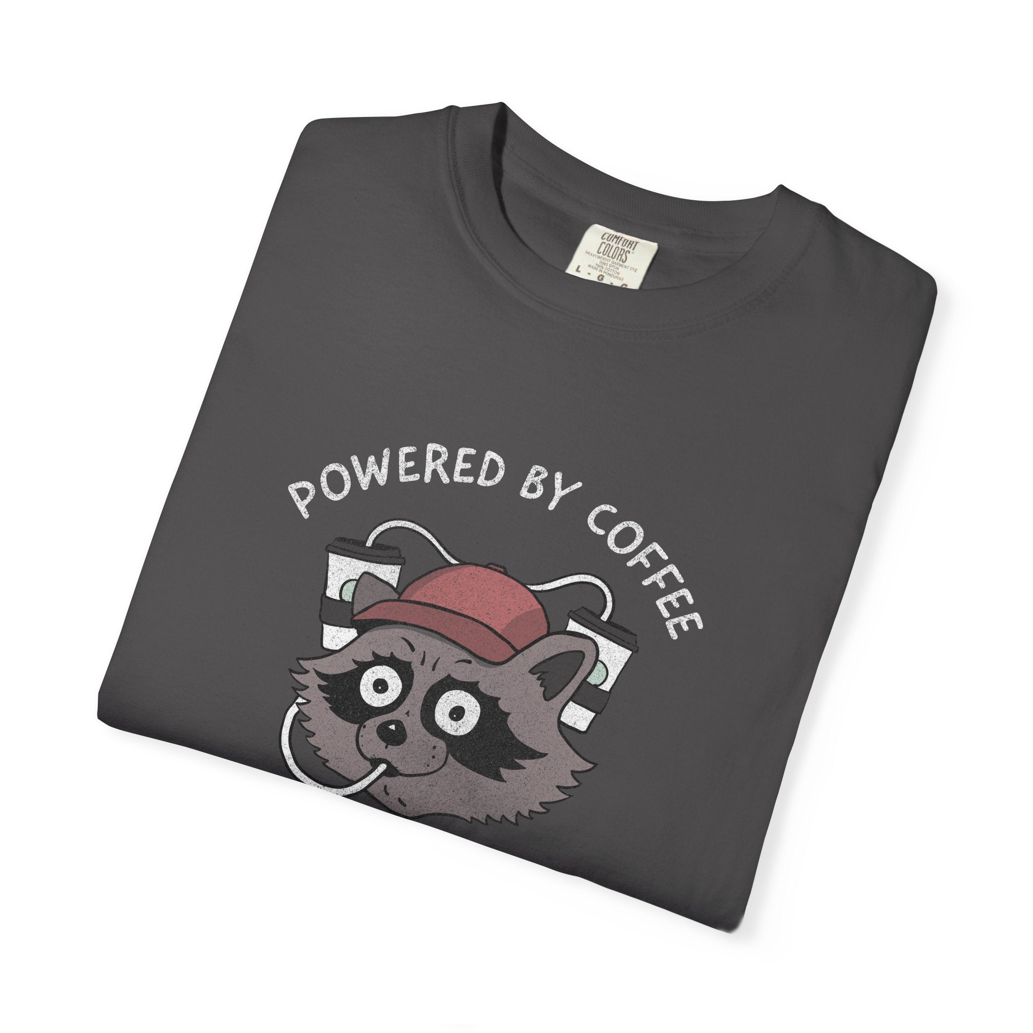 Powered By Coffee And Questionable Life Choices Shirt - Funny Raccoon Tee