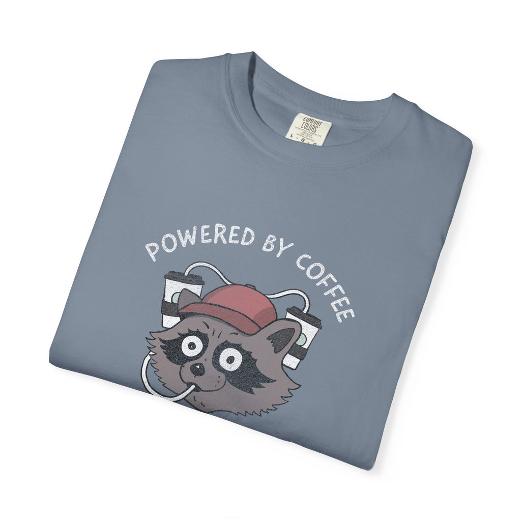 Powered By Coffee And Questionable Life Choices Shirt - Funny Raccoon Tee