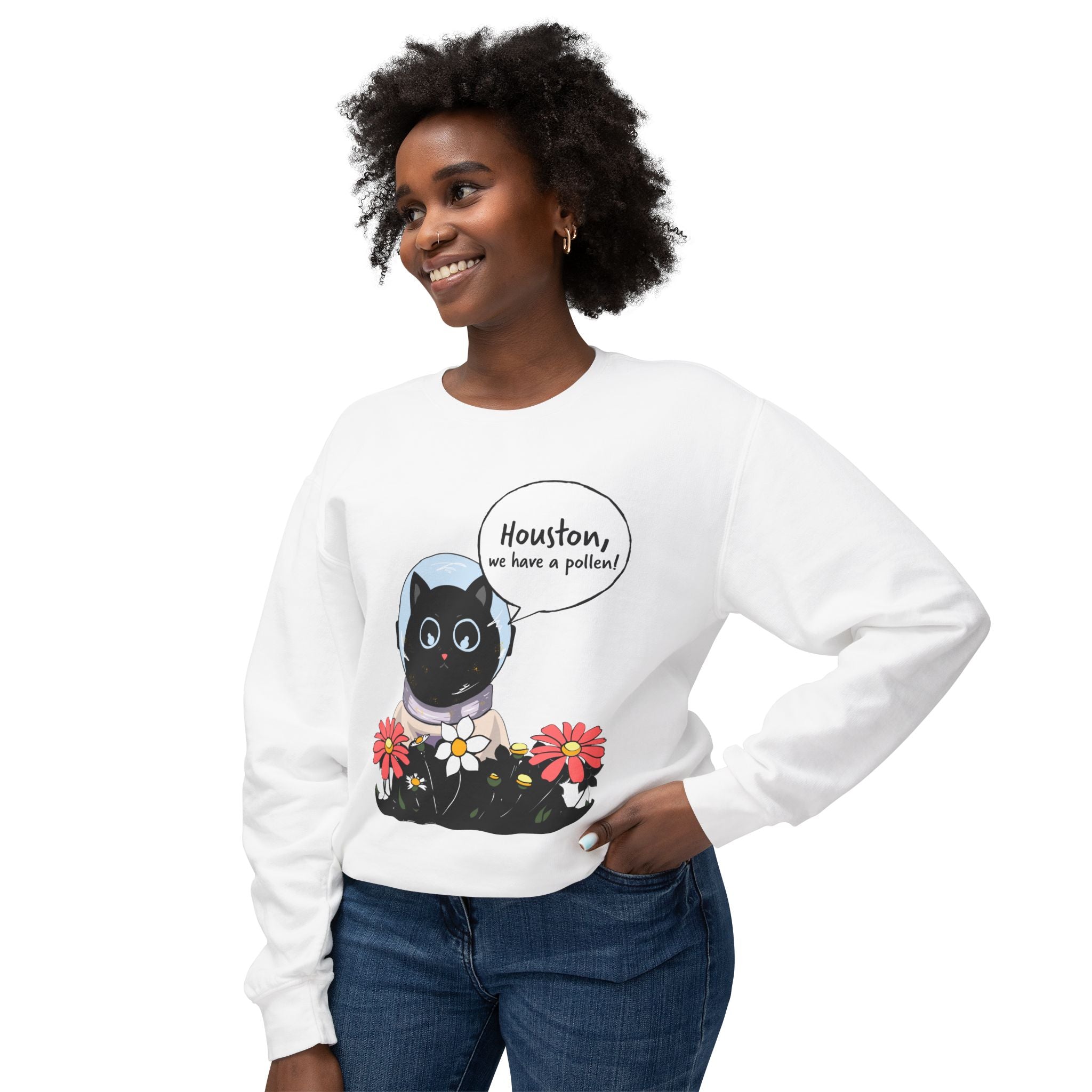 Houston We Have A Pollen Sweatshirt - Cat Astronaut