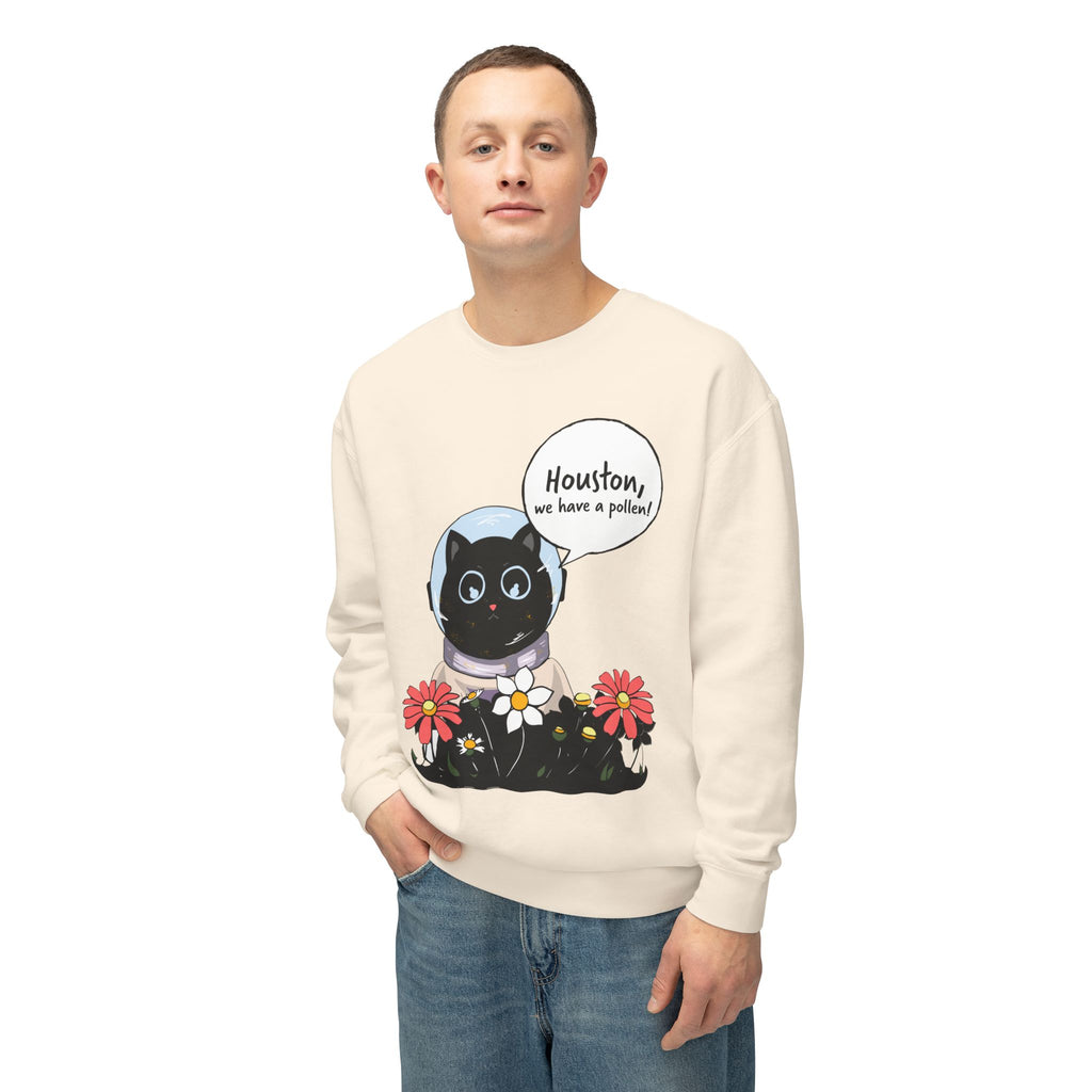 Houston We Have A Pollen Sweatshirt - Cat Astronaut