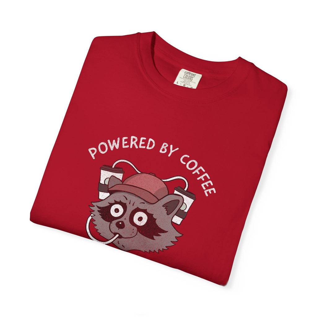 Powered By Coffee And Questionable Life Choices Shirt - Funny Raccoon Tee