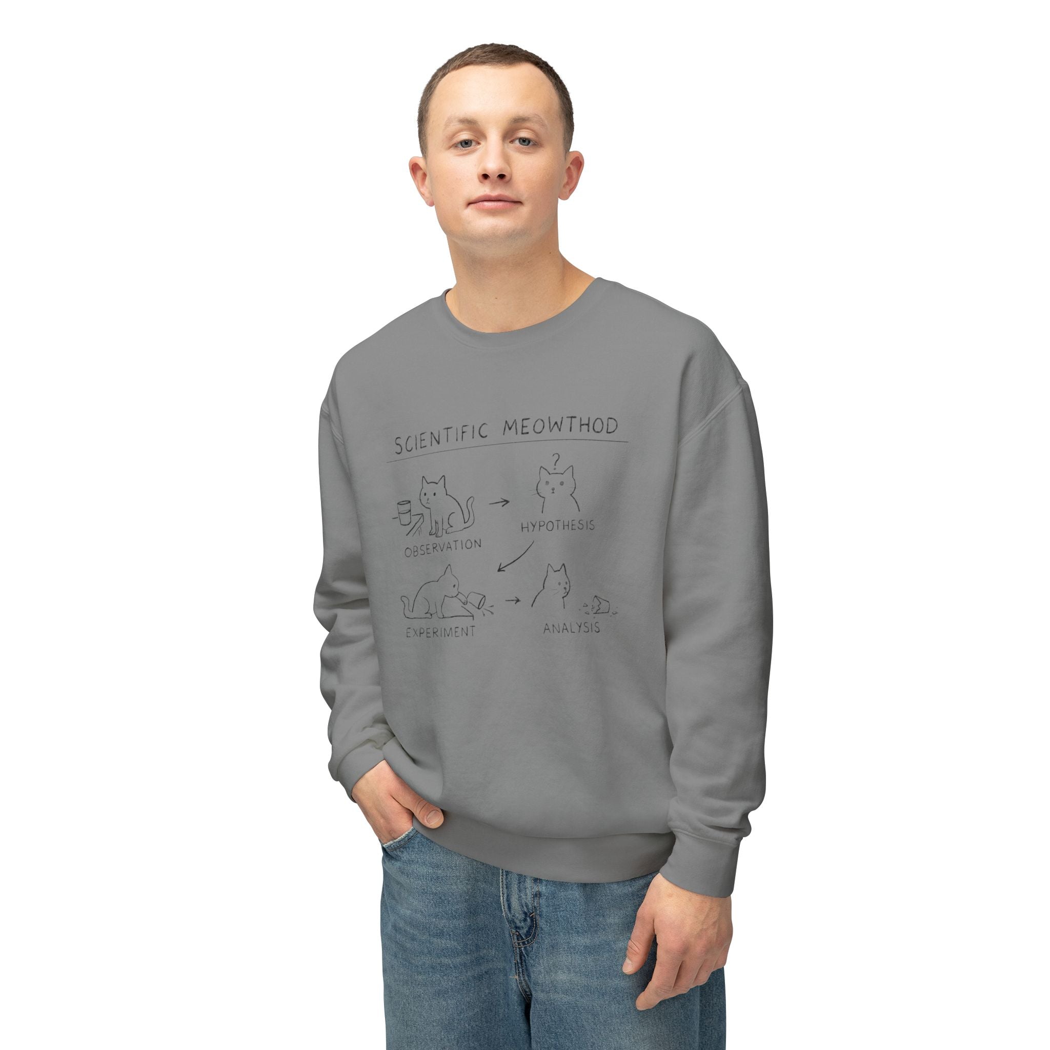 Scientific Meowthod Sweatshirt - Cute Cat Science Diagram Crewneck
