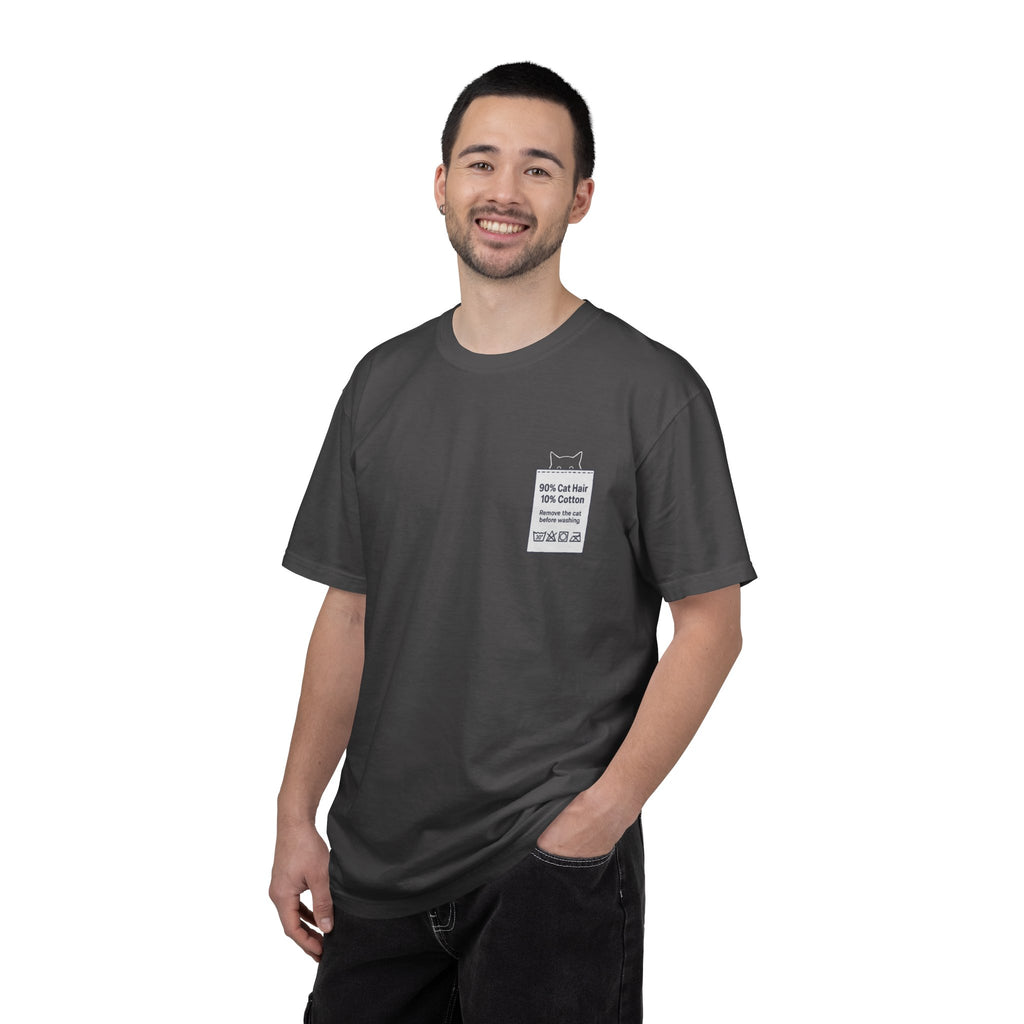 90% Cat Hair 10% Cotton - Remove The Cat Before Washing Tee with Care Label Pocket Print