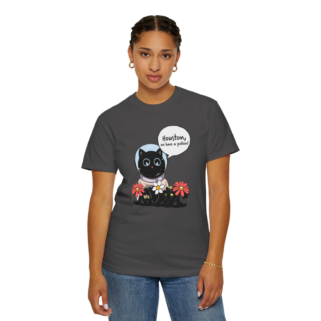 Houston We Have A Pollen Shirt - Funny Cat Astronaut Tee | Allergy Season Gift