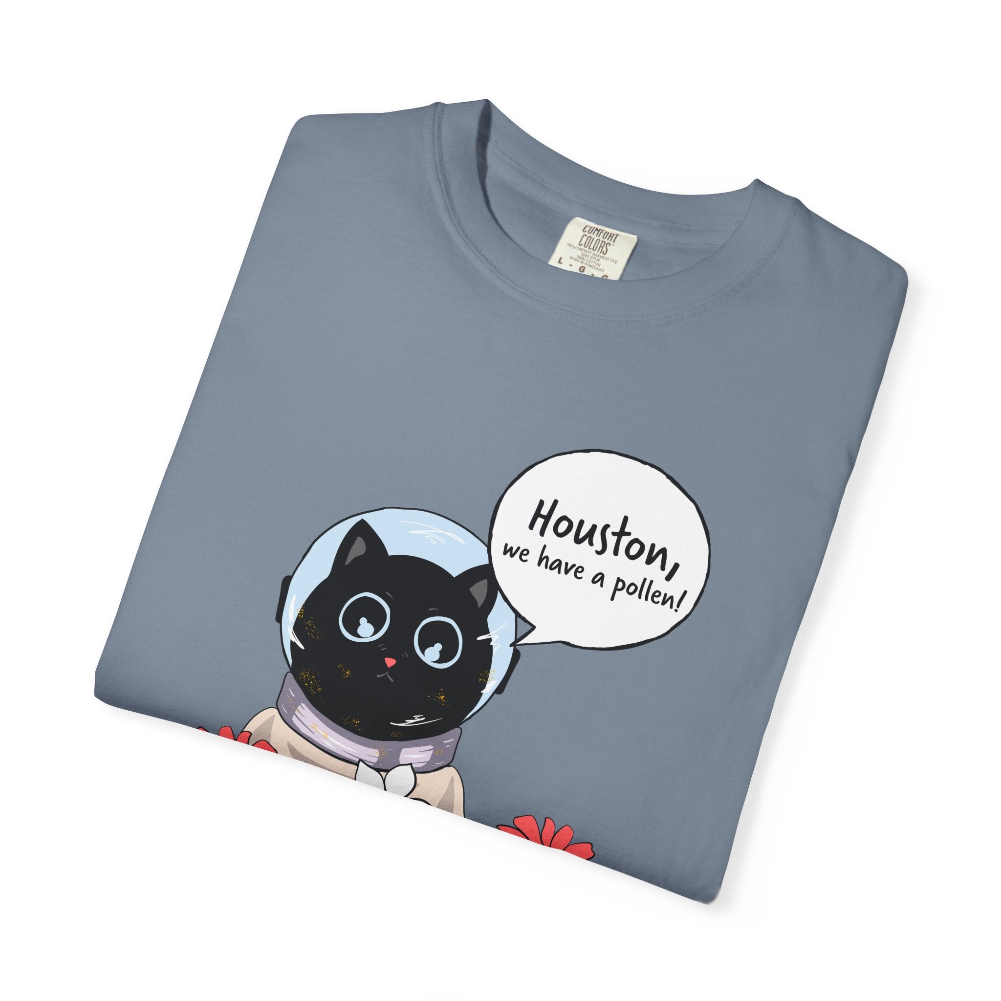 Houston We Have A Pollen Shirt - Funny Cat Astronaut Tee | Allergy Season Gift
