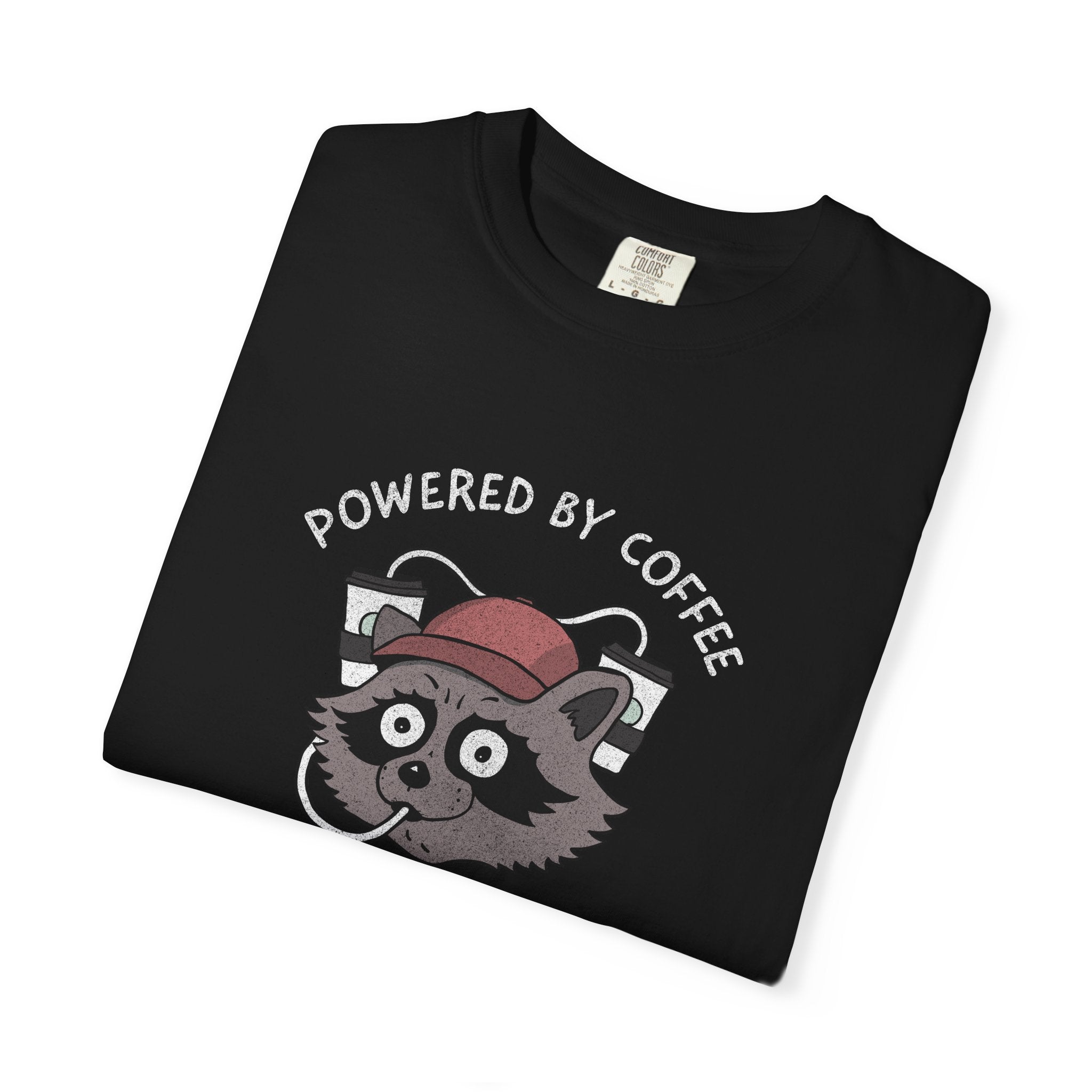 Powered By Coffee And Questionable Life Choices Shirt - Funny Raccoon Tee