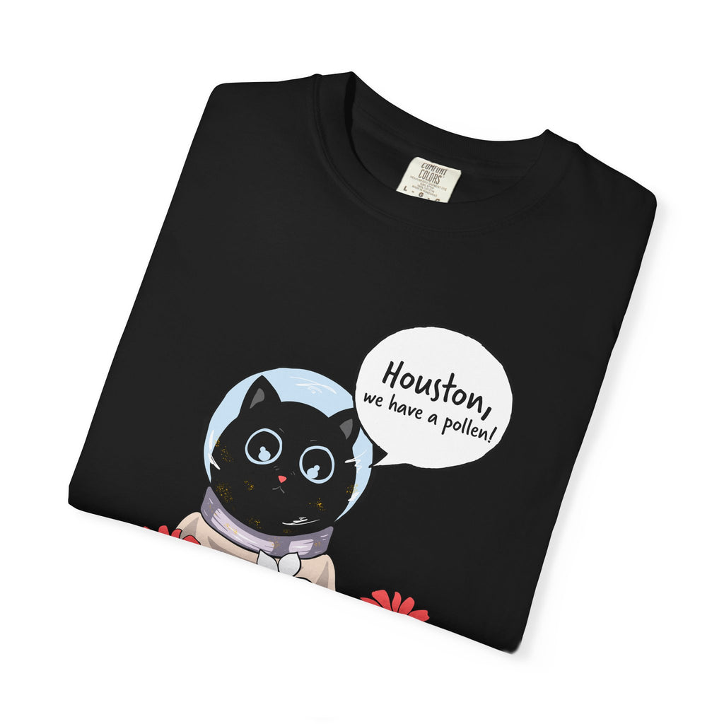 Houston We Have A Pollen Shirt - Funny Cat Astronaut Tee | Allergy Season Gift