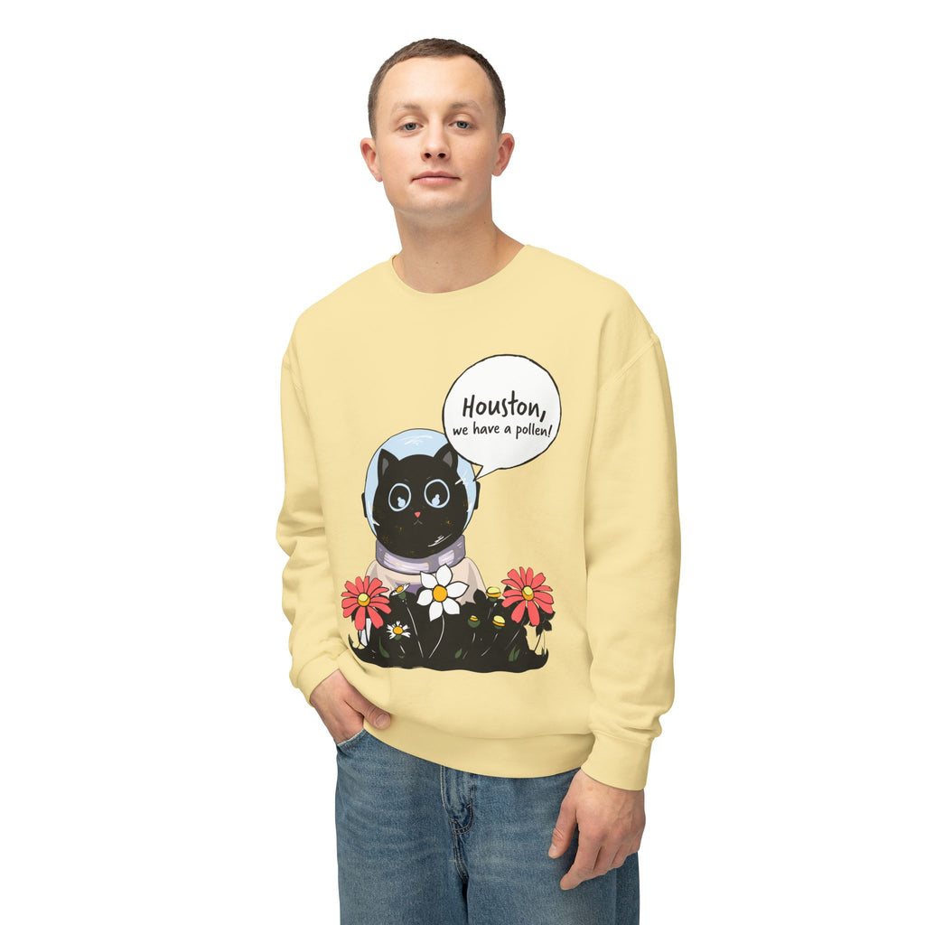 Houston We Have A Pollen Sweatshirt - Cat Astronaut