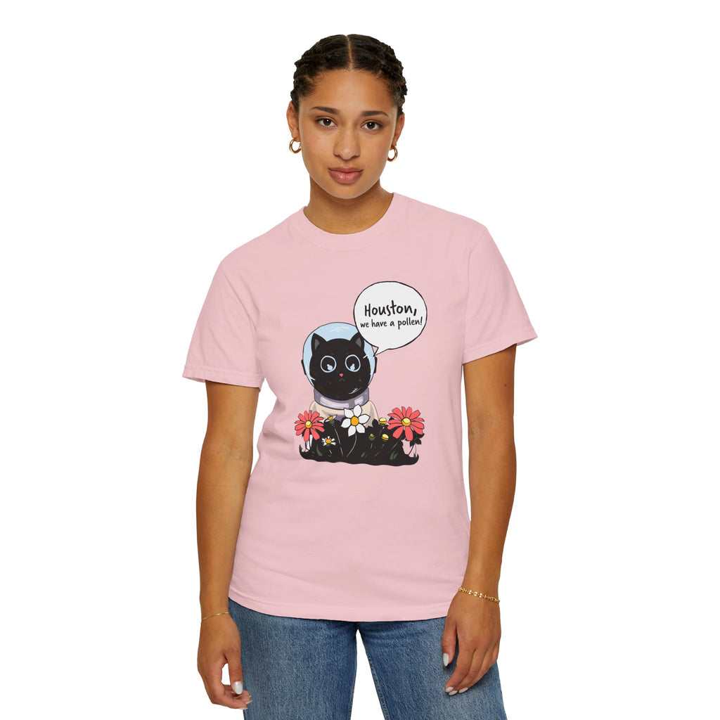 Houston We Have A Pollen Shirt - Funny Cat Astronaut Tee | Allergy Season Gift