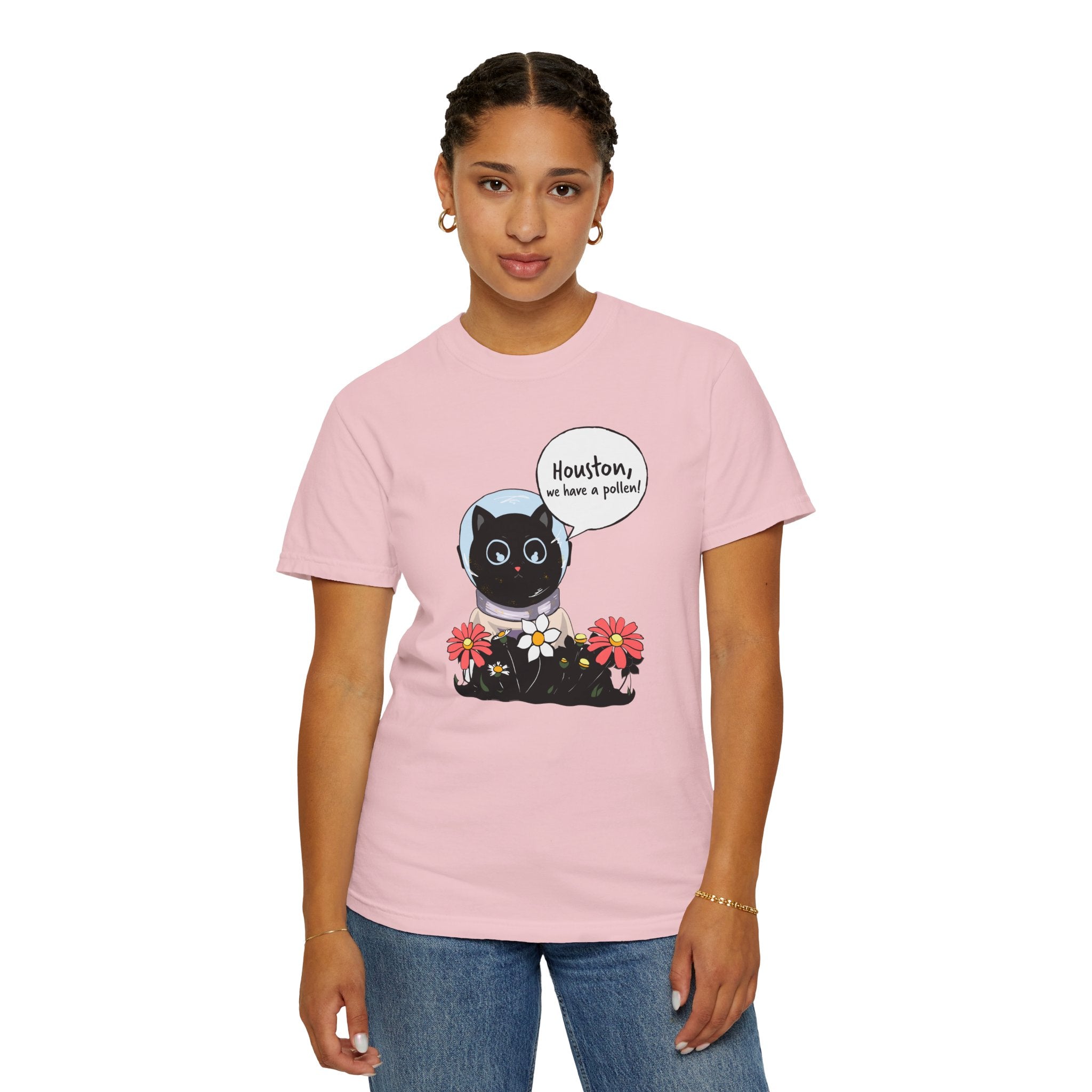 Houston We Have A Pollen Shirt - Funny Cat Astronaut Tee | Allergy Season Gift